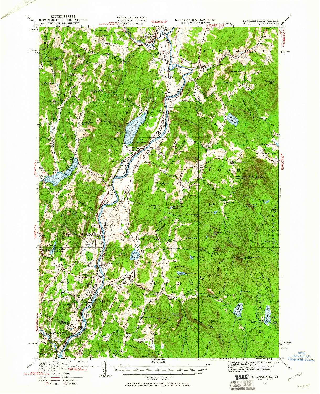 USGS 1:62500-SCALE QUADRANGLE FOR MT. CUBE, NH 1931