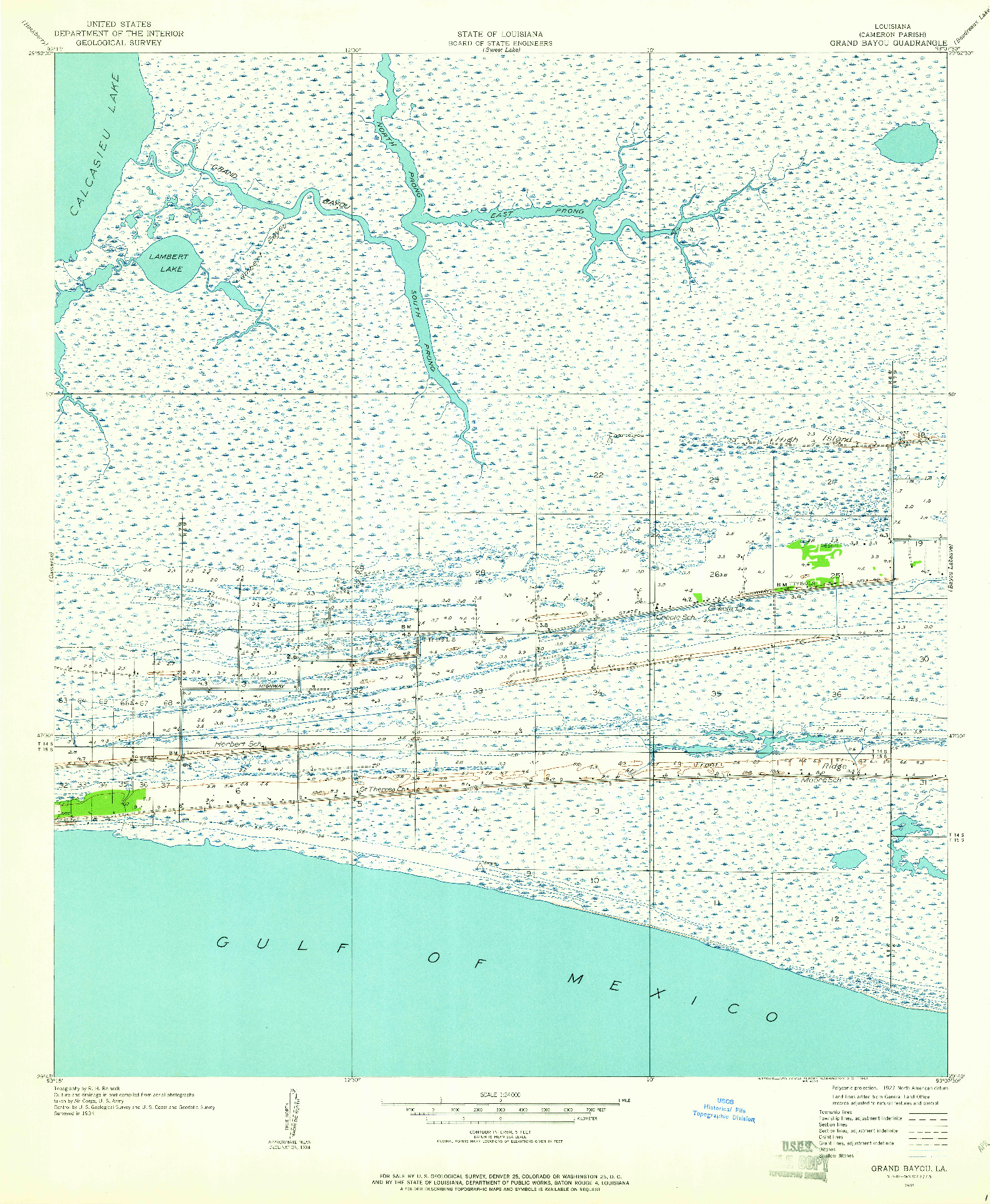 USGS 1:24000-SCALE QUADRANGLE FOR GRAND BAYOU, LA 1934