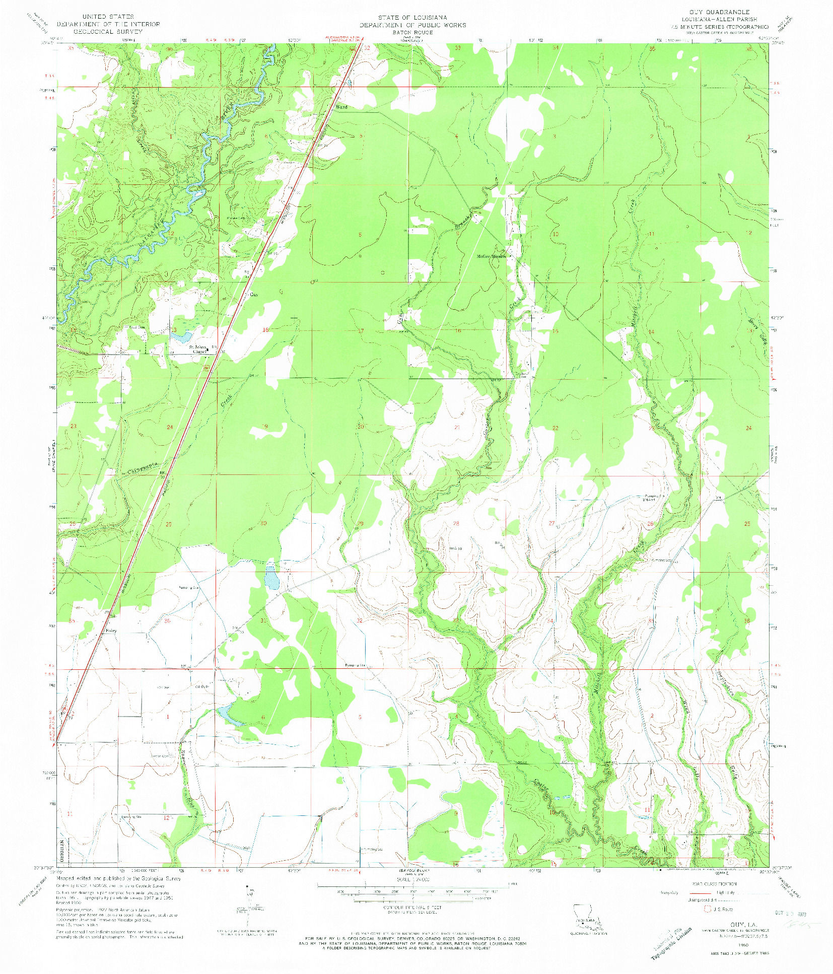 USGS 1:24000-SCALE QUADRANGLE FOR GUY, LA 1960