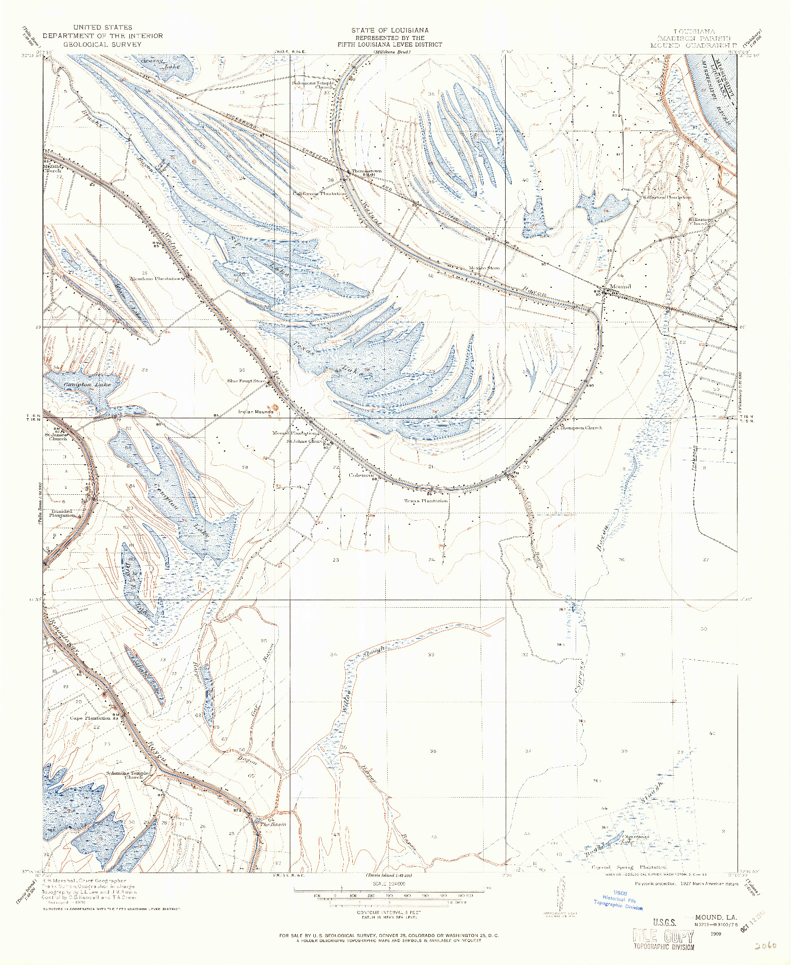 USGS 1:24000-SCALE QUADRANGLE FOR MOUND, LA 1909