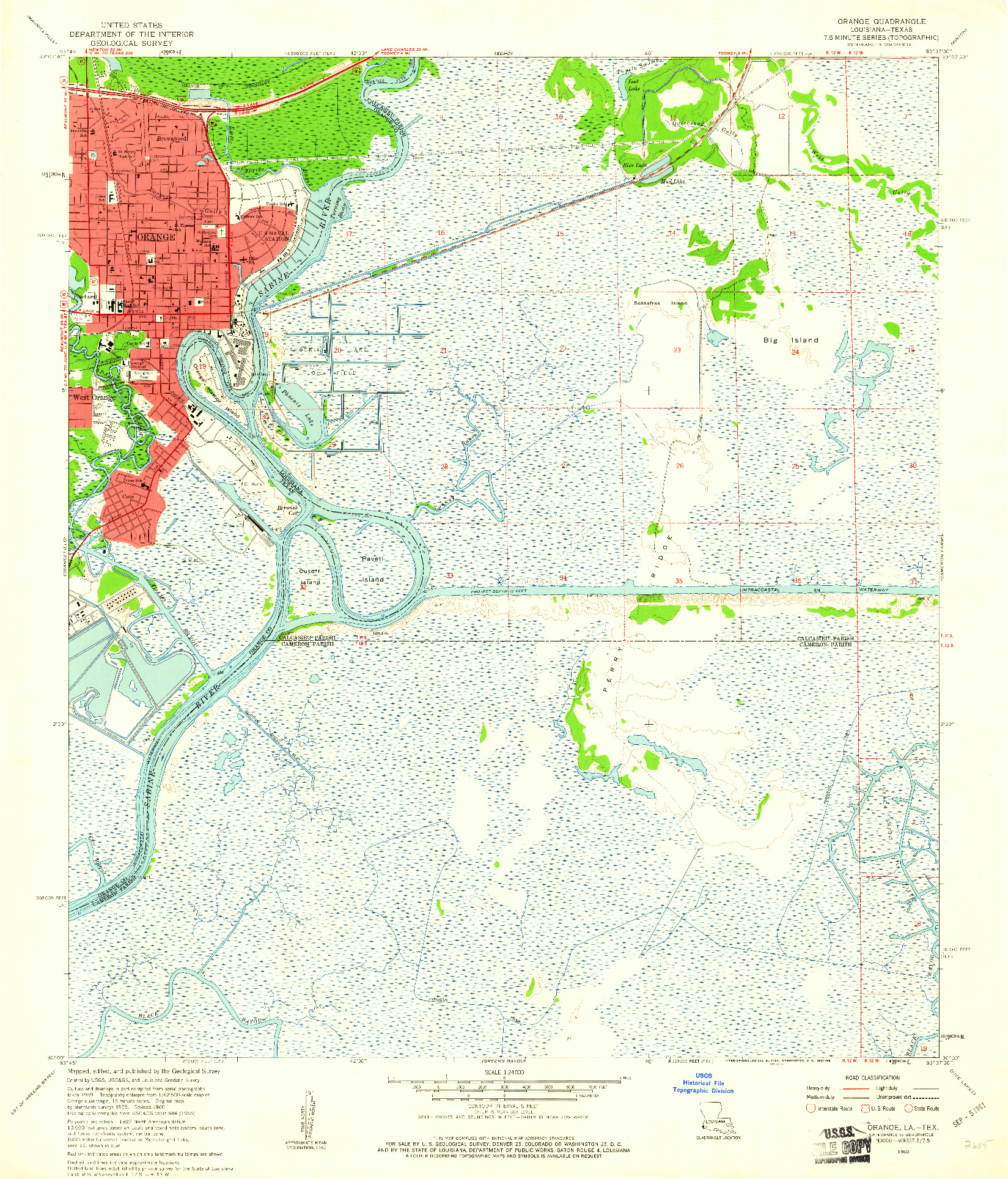 USGS 1:24000-SCALE QUADRANGLE FOR ORANGE, LA 1960