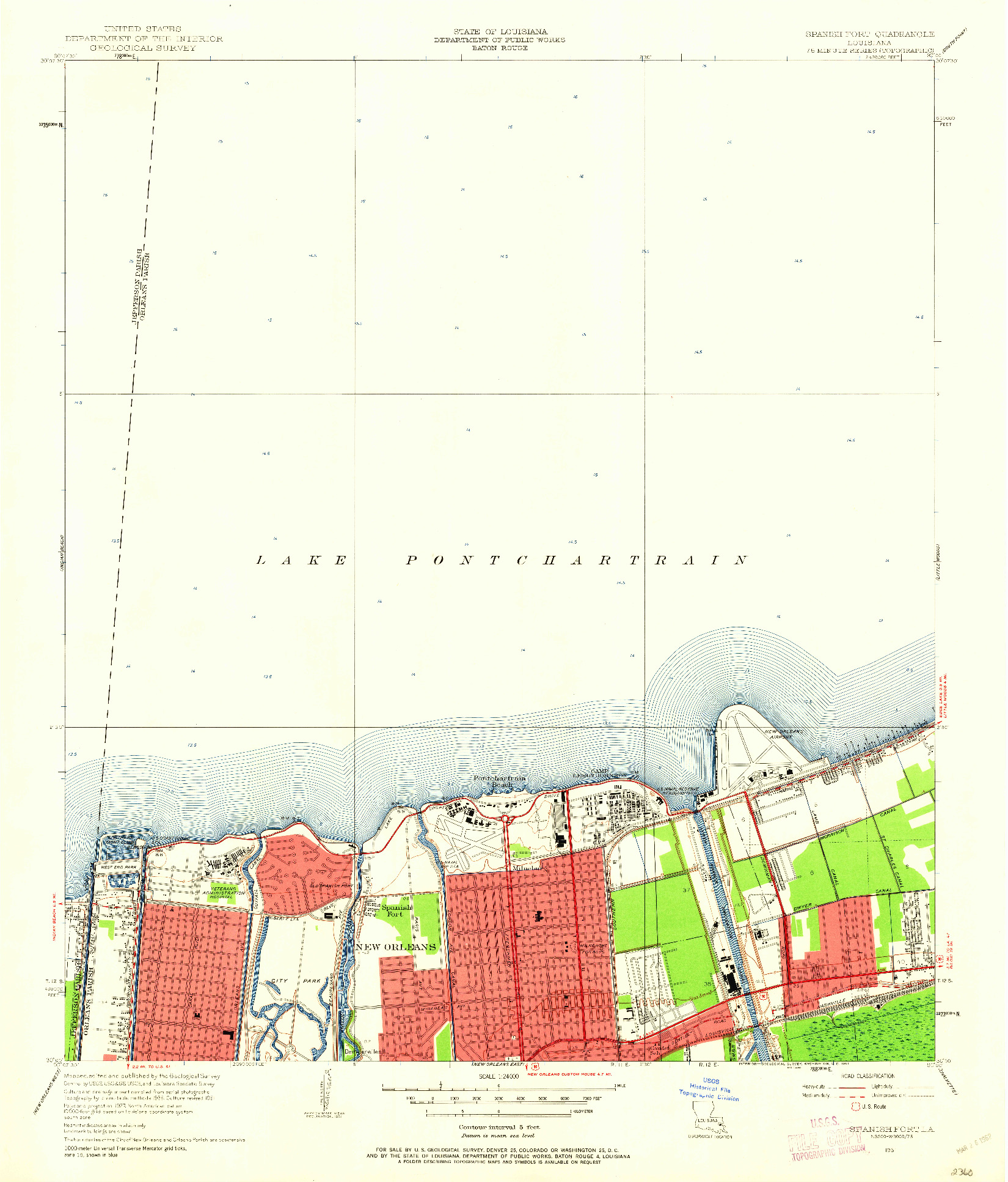 USGS 1:24000-SCALE QUADRANGLE FOR SPANISH FORT, LA 1951