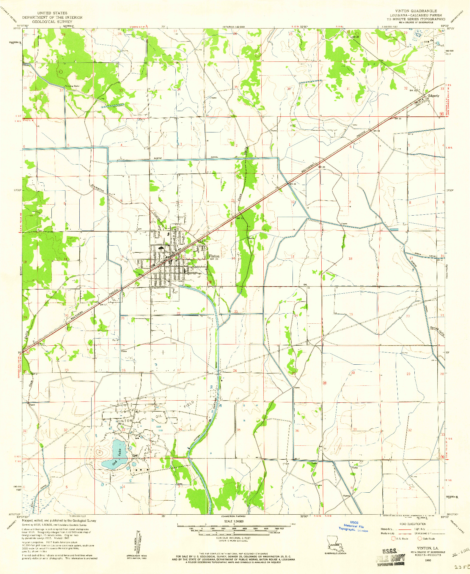 USGS 1:24000-SCALE QUADRANGLE FOR VINTON, LA 1960