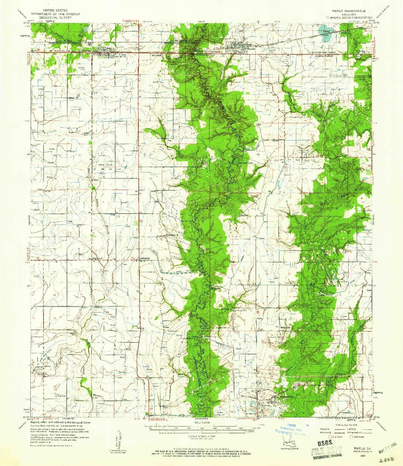 USGS 1:62500-SCALE QUADRANGLE FOR BASILE, LA 1960