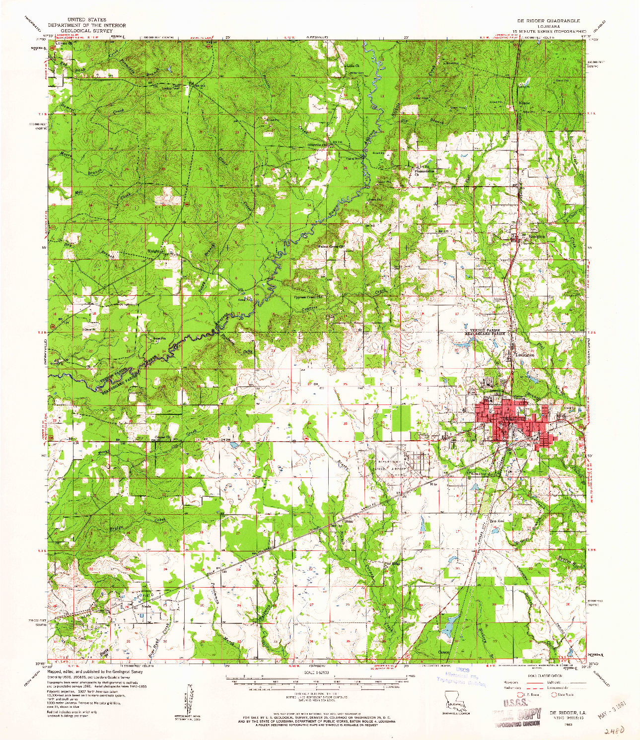 USGS 1:62500-SCALE QUADRANGLE FOR DE RIDDER, LA 1960