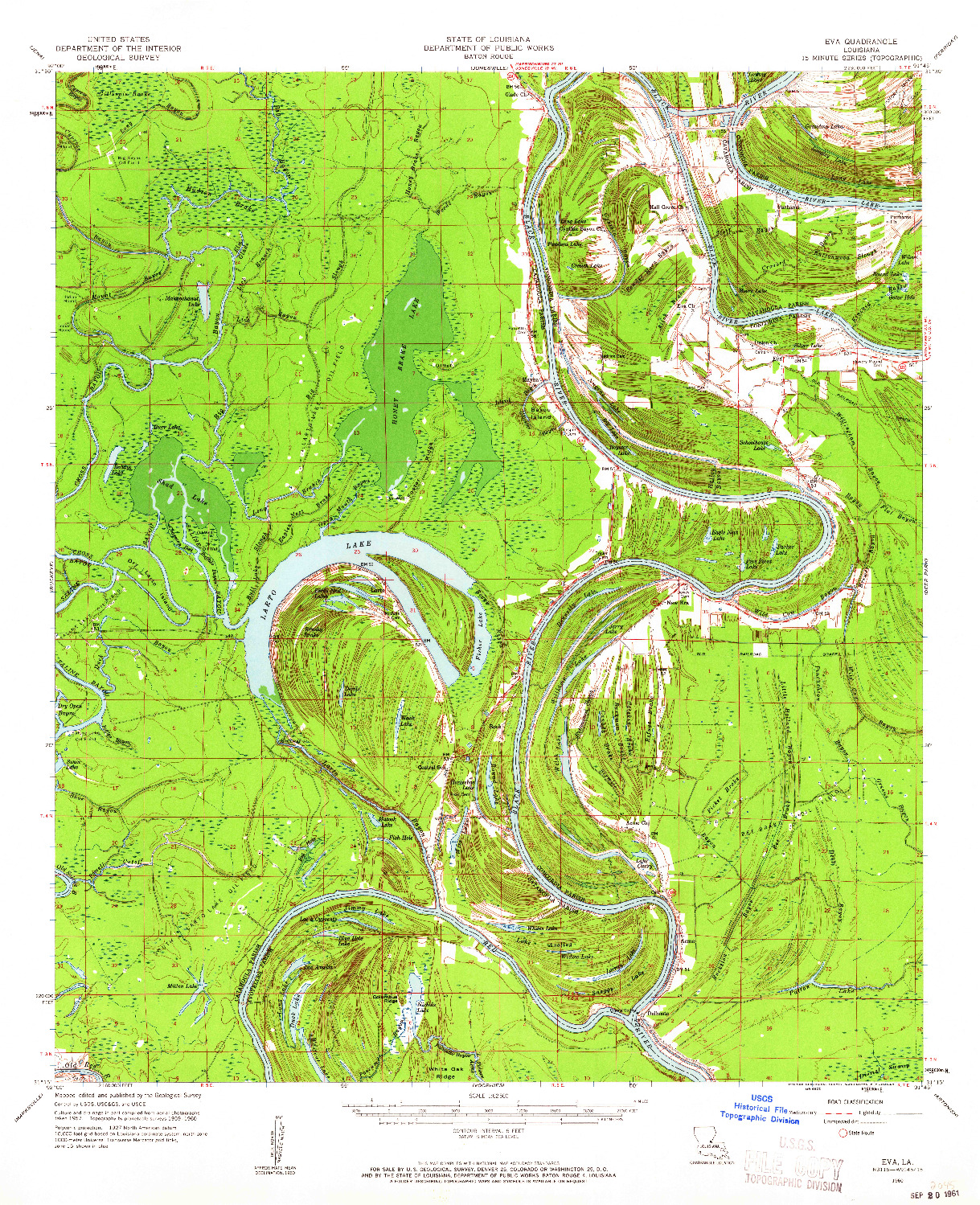 USGS 1:62500-SCALE QUADRANGLE FOR EVA, LA 1960