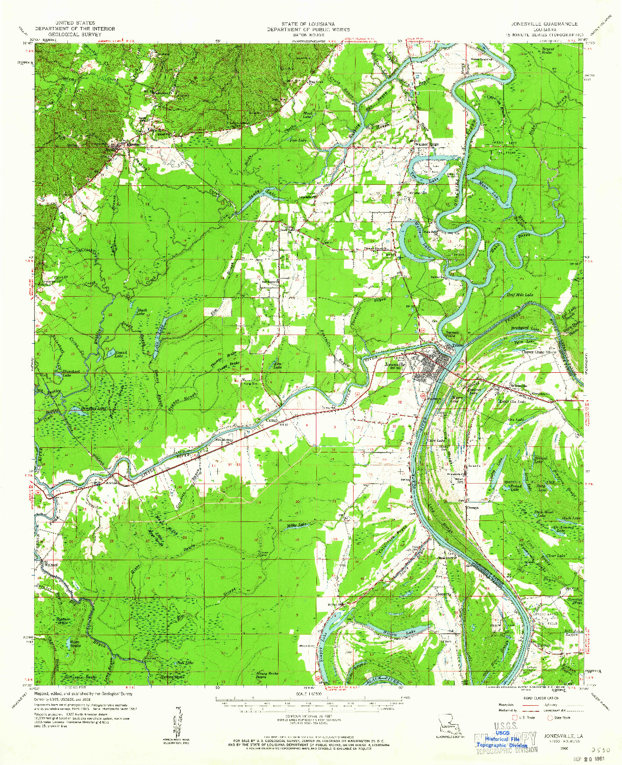 USGS 1:62500-SCALE QUADRANGLE FOR JONESVILLE, LA 1960