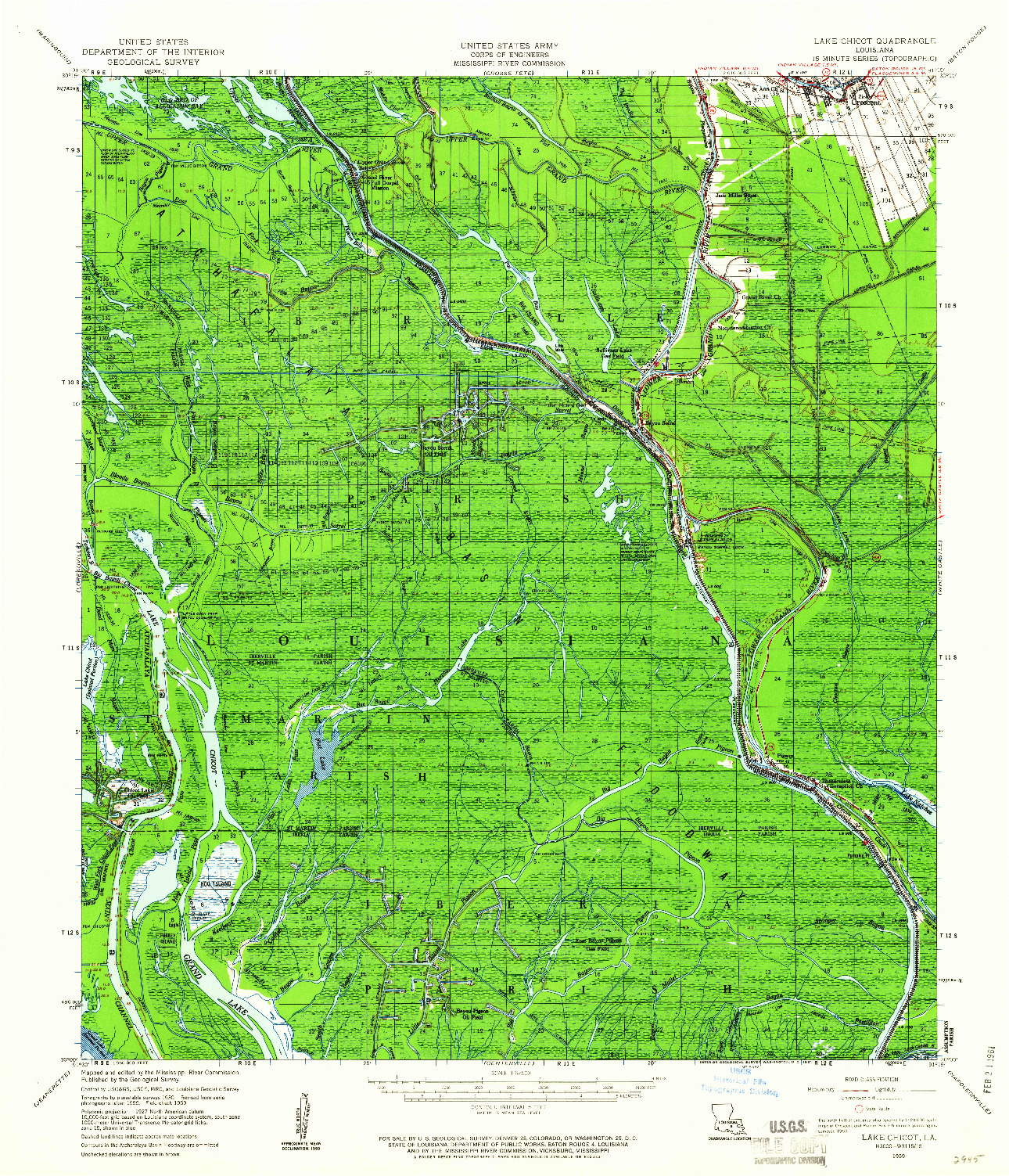 USGS 1:62500-SCALE QUADRANGLE FOR LAKE CHICOT, LA 1959