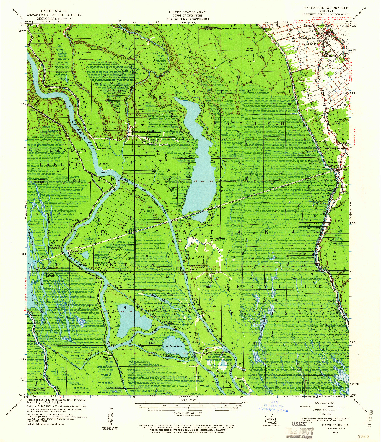 USGS 1:62500-SCALE QUADRANGLE FOR MARINGOUIN, LA 1959