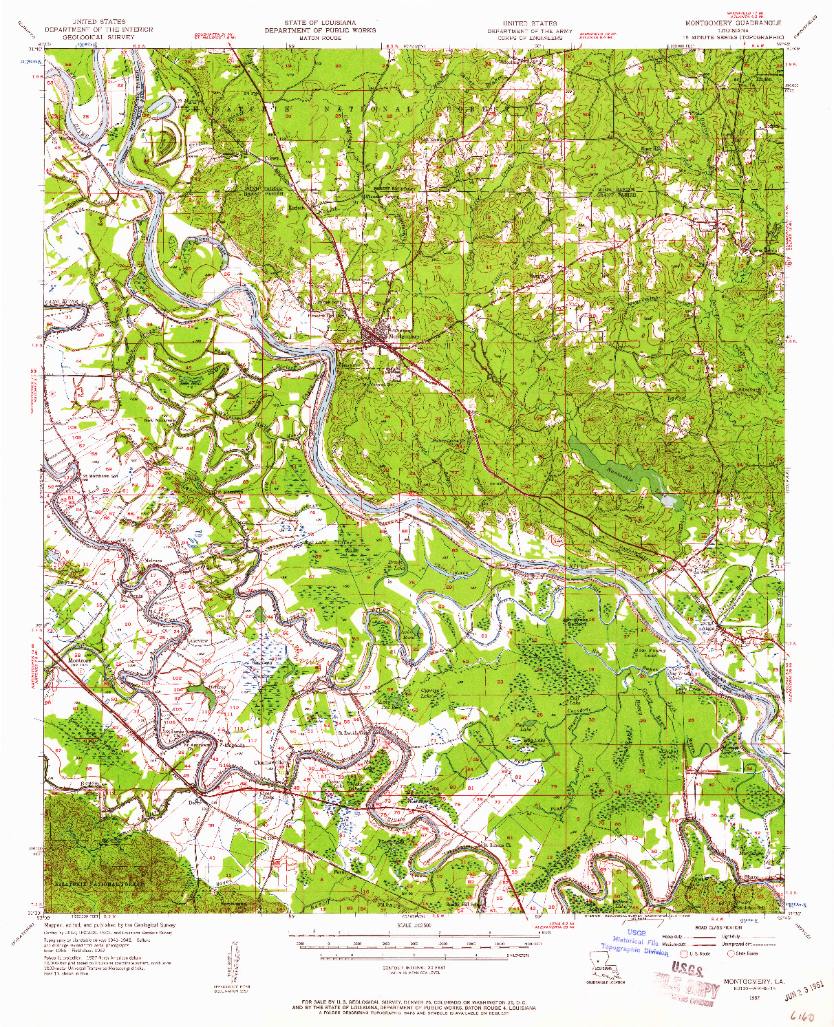 USGS 1:62500-SCALE QUADRANGLE FOR MONTGOMERY, LA 1957