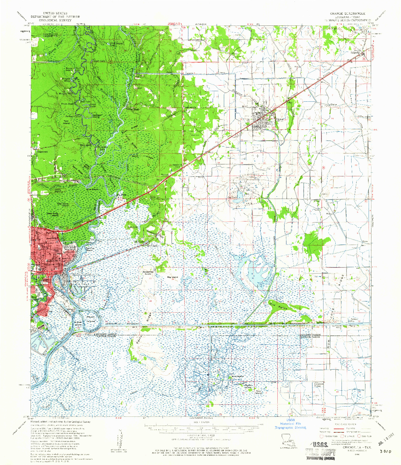 USGS 1:62500-SCALE QUADRANGLE FOR ORANGE, LA 1960