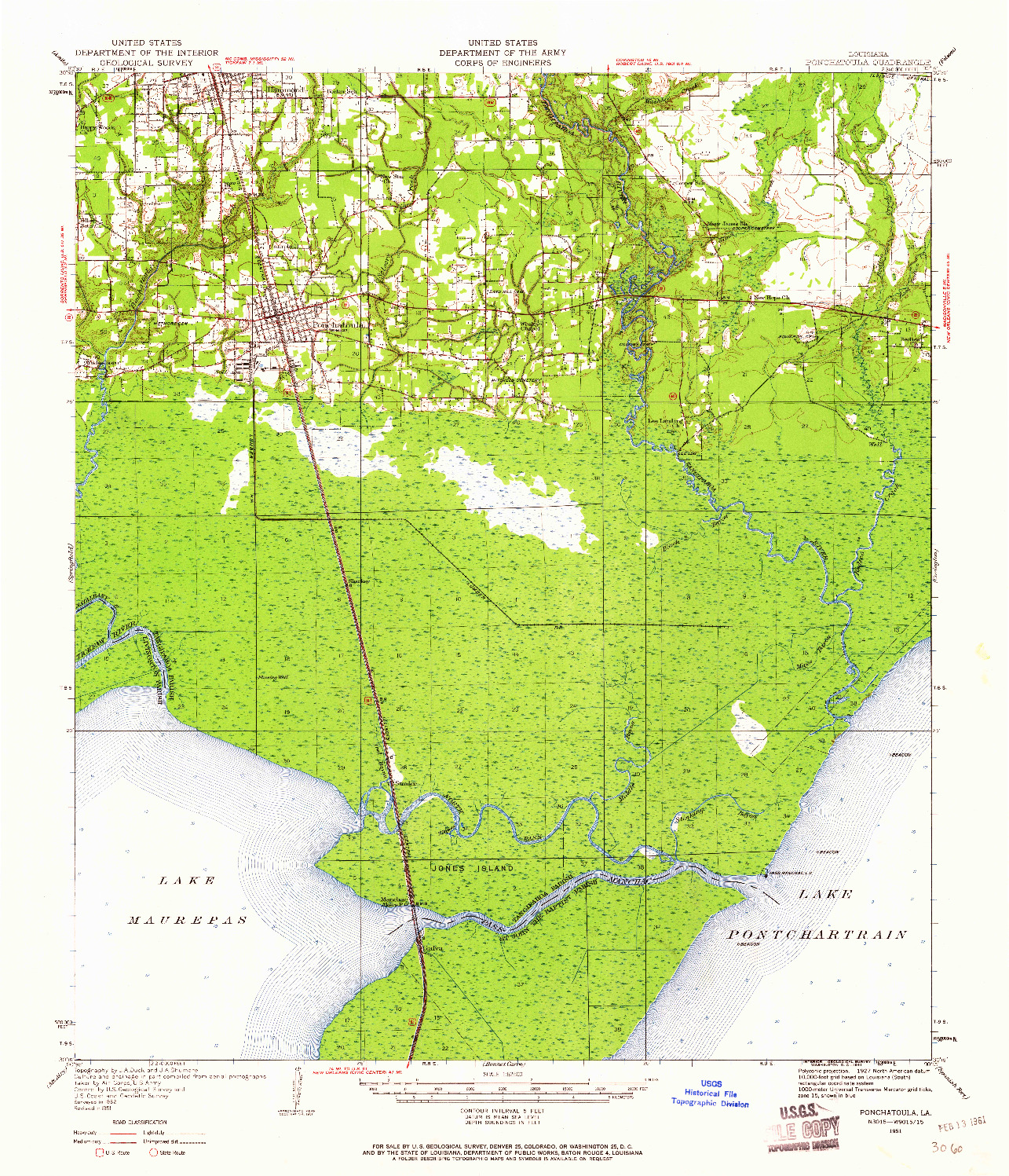 USGS 1:62500-SCALE QUADRANGLE FOR PONCHATOULA, LA 1951