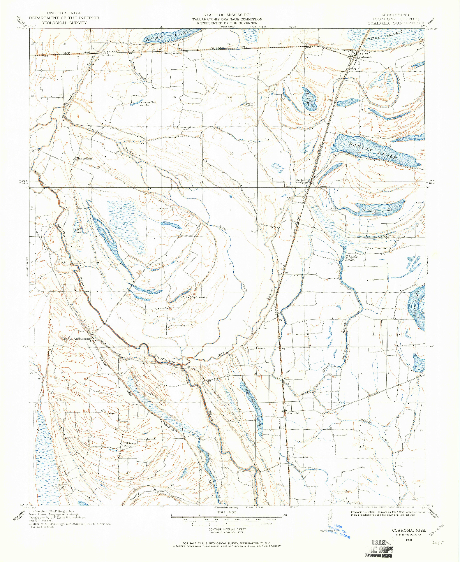 USGS 1:24000-SCALE QUADRANGLE FOR COAHOMA, MS 1908