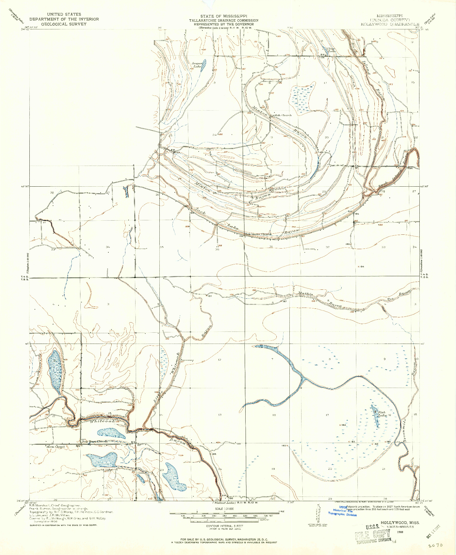 USGS 1:24000-SCALE QUADRANGLE FOR HOLLYWOOD, MS 1908