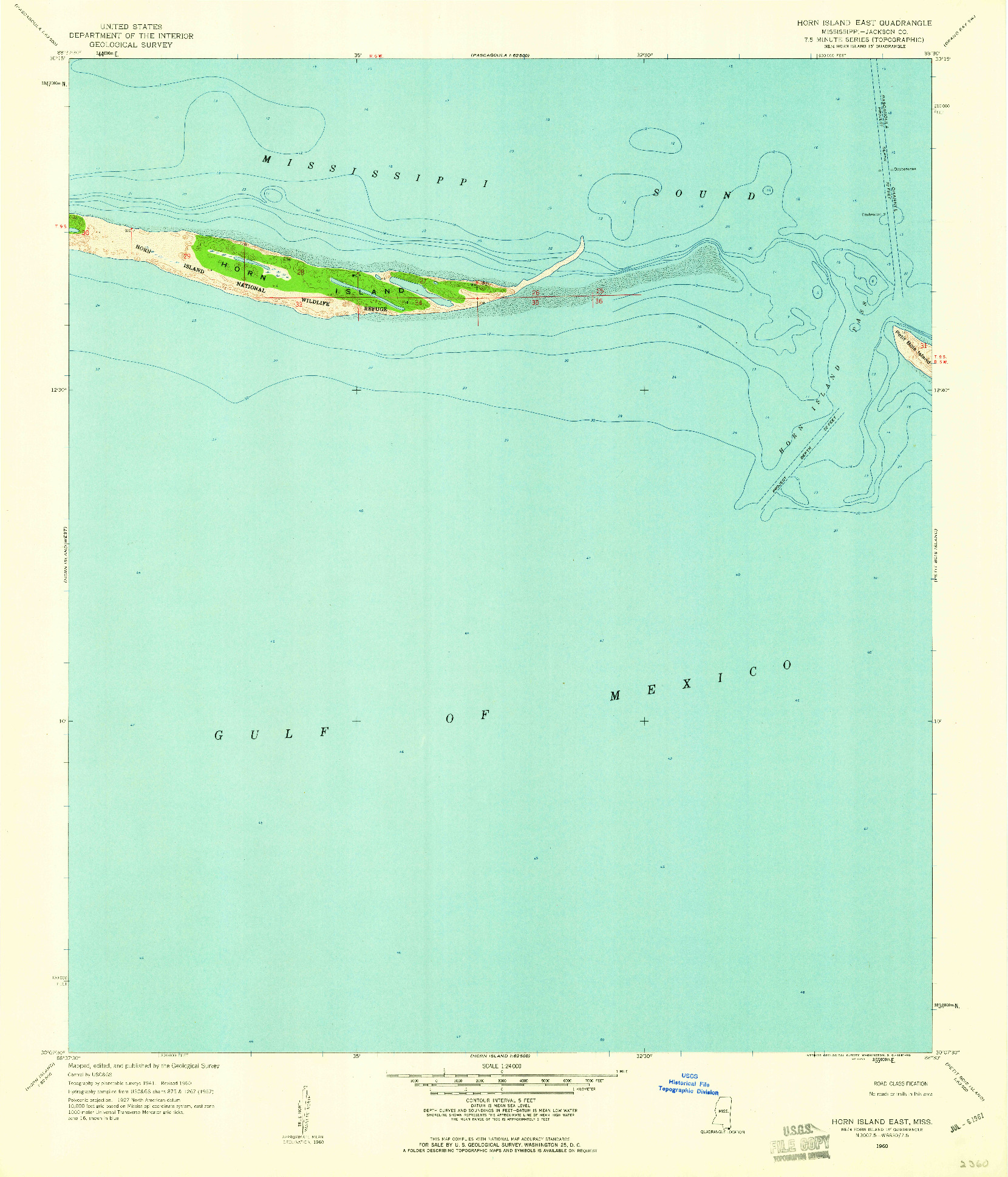 USGS 1:24000-SCALE QUADRANGLE FOR HORN ISLAND EAST, MS 1960