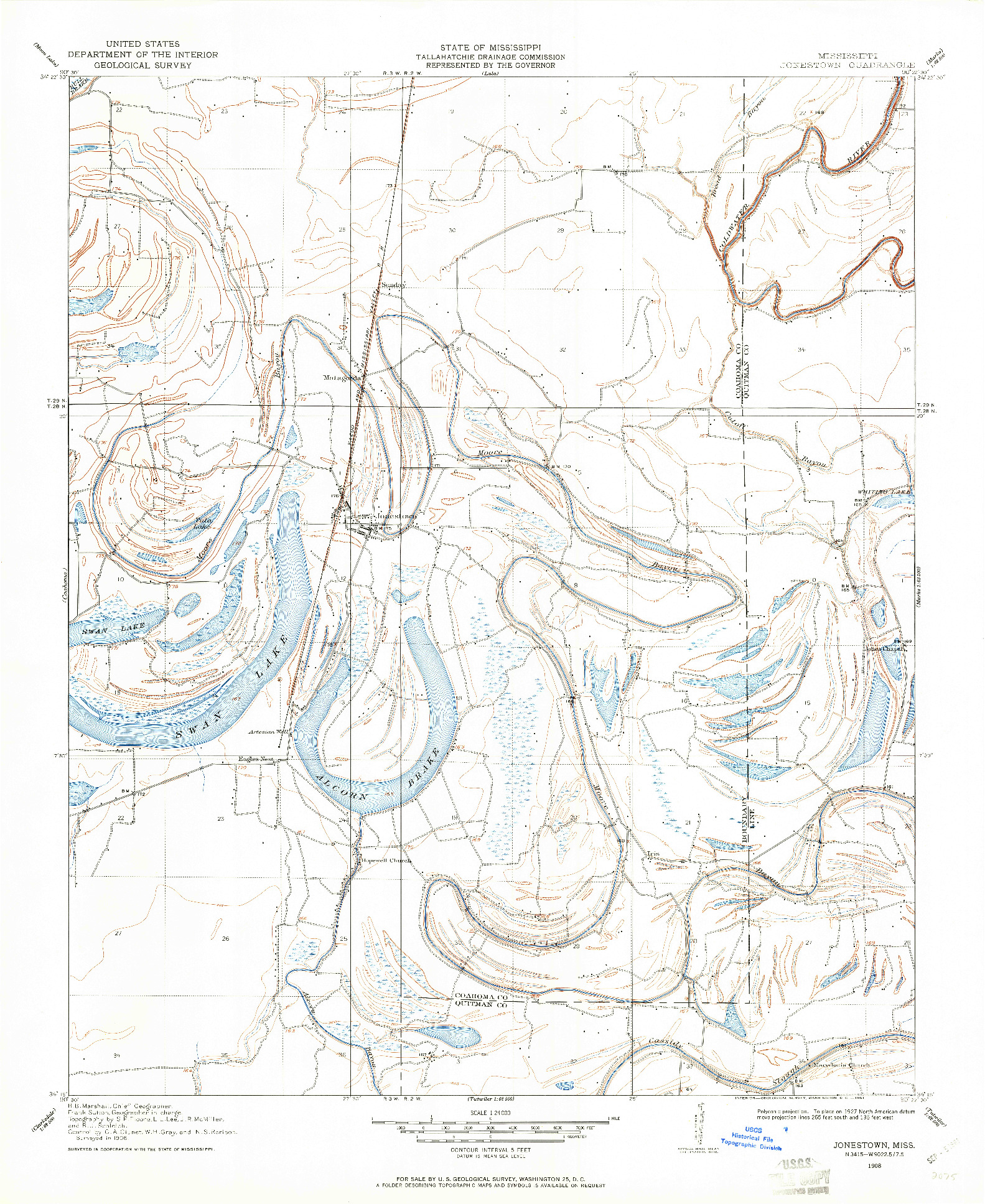 USGS 1:24000-SCALE QUADRANGLE FOR JONESTOWN, MS 1908