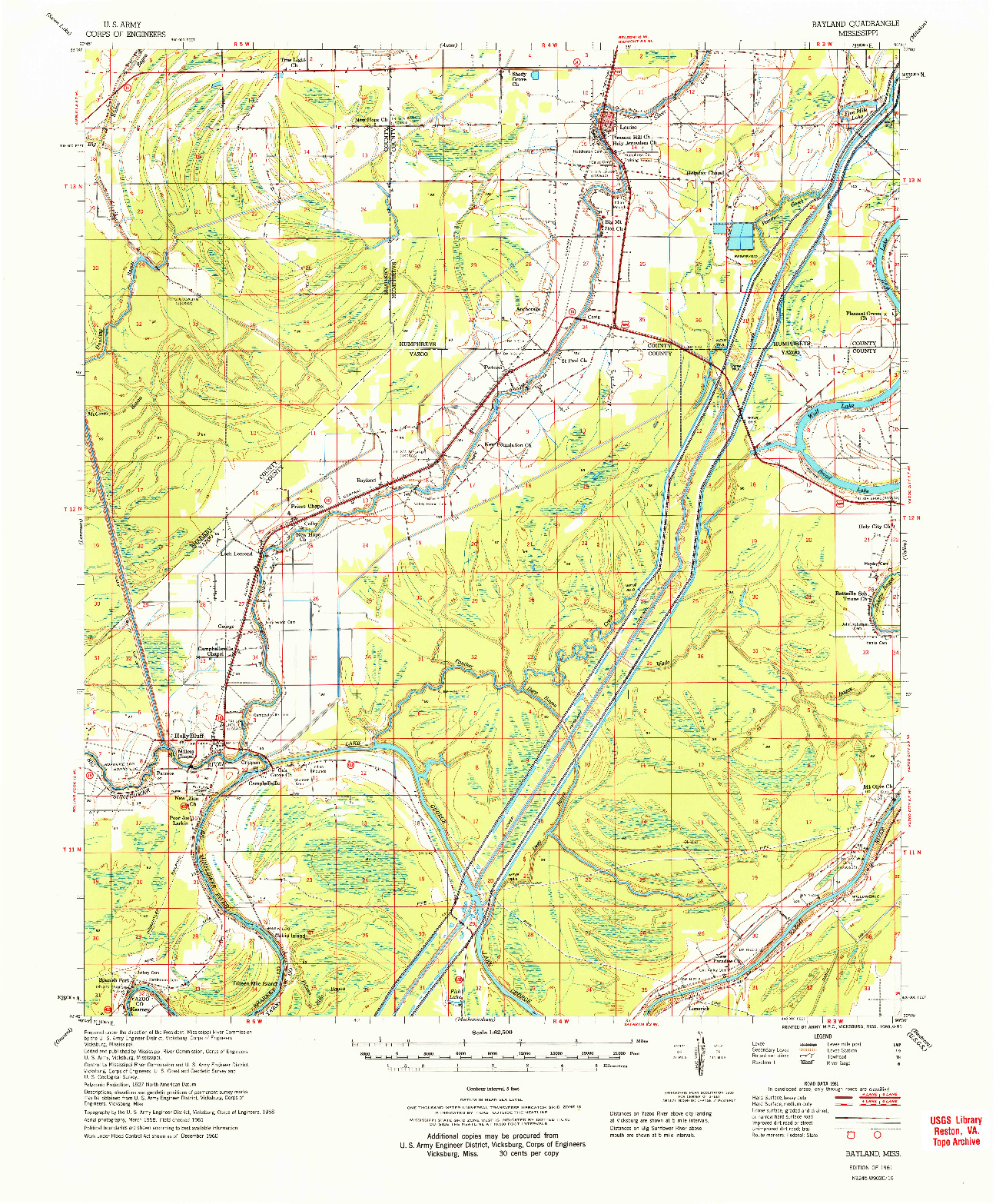 USGS 1:62500-SCALE QUADRANGLE FOR BAYLAND, MS 1961