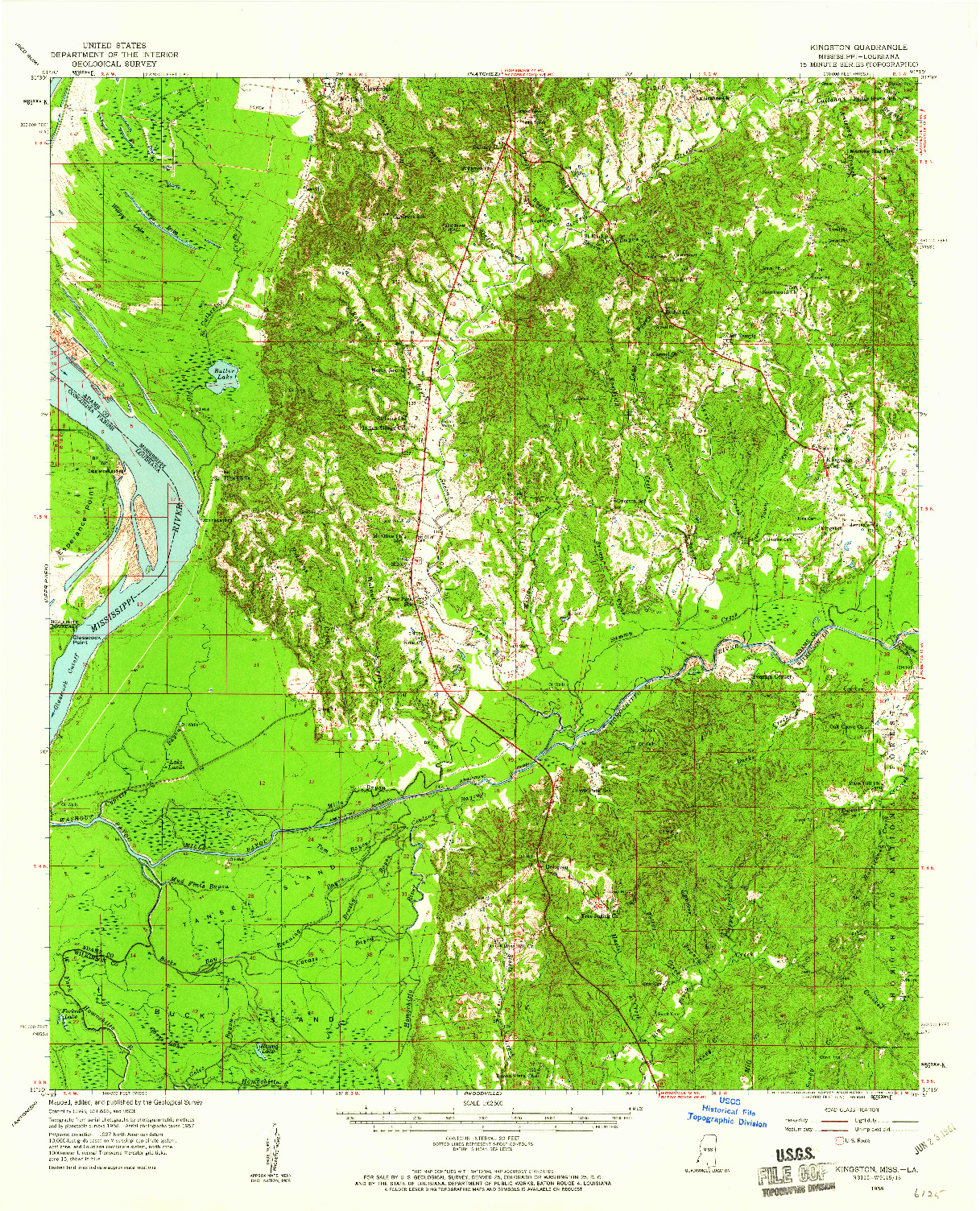 USGS 1:62500-SCALE QUADRANGLE FOR KINGSTON, MS 1958