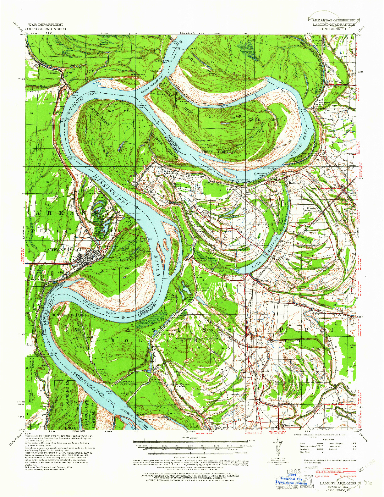 USGS 1:62500-SCALE QUADRANGLE FOR LAMONT, MS 1939