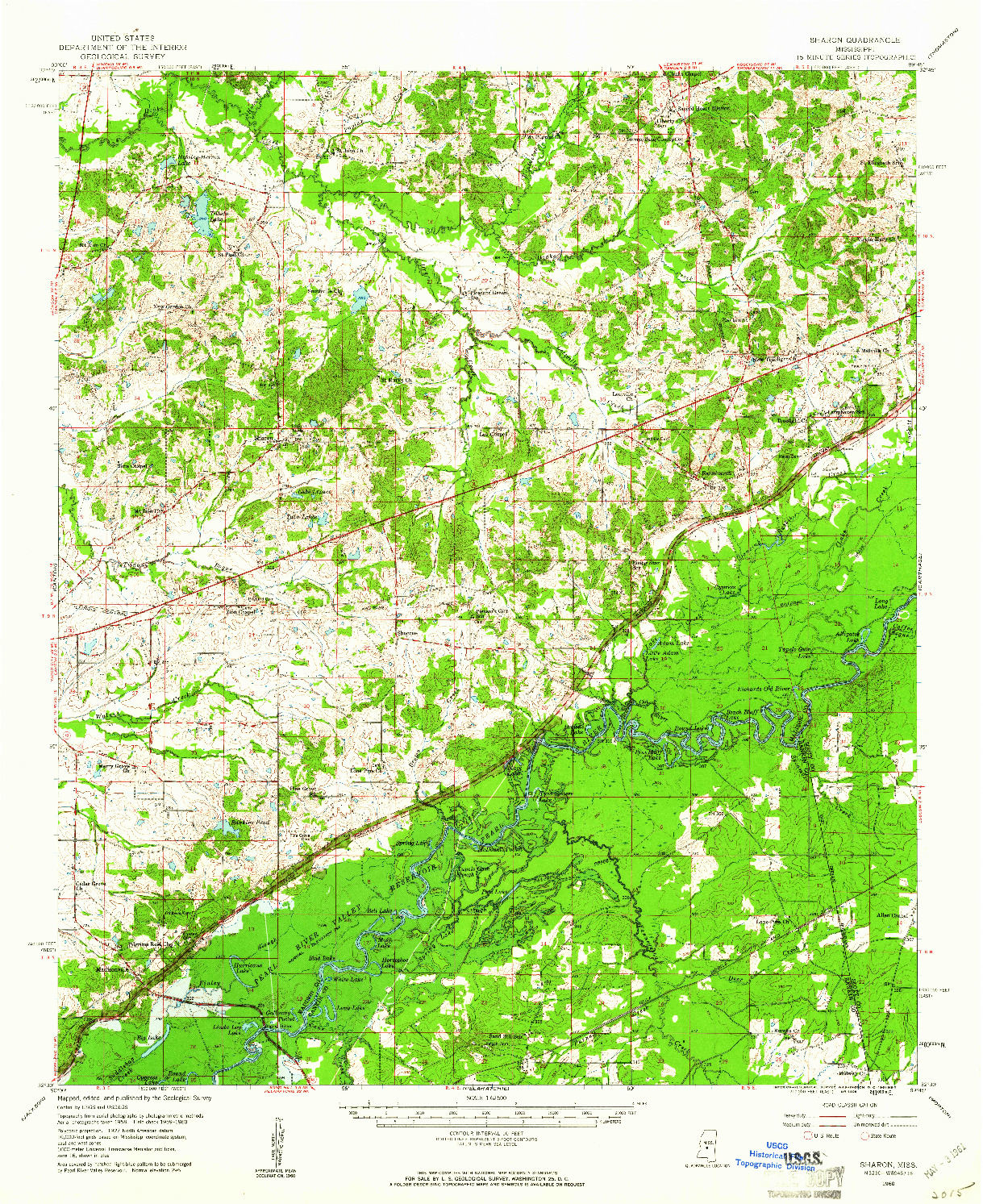 USGS 1:62500-SCALE QUADRANGLE FOR SHARON, MS 1960