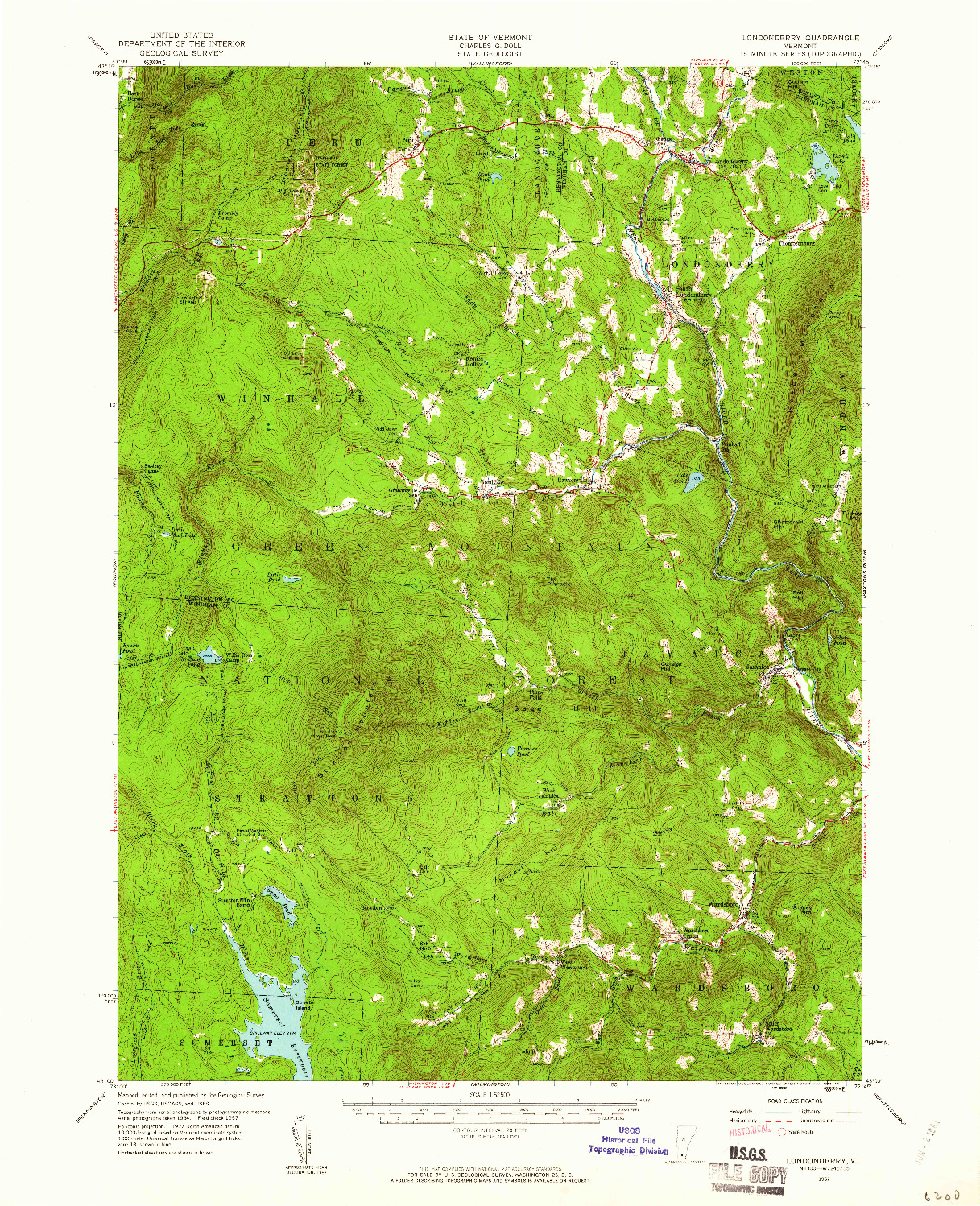 USGS 1:62500-SCALE QUADRANGLE FOR LONDONDERRY, VT 1957