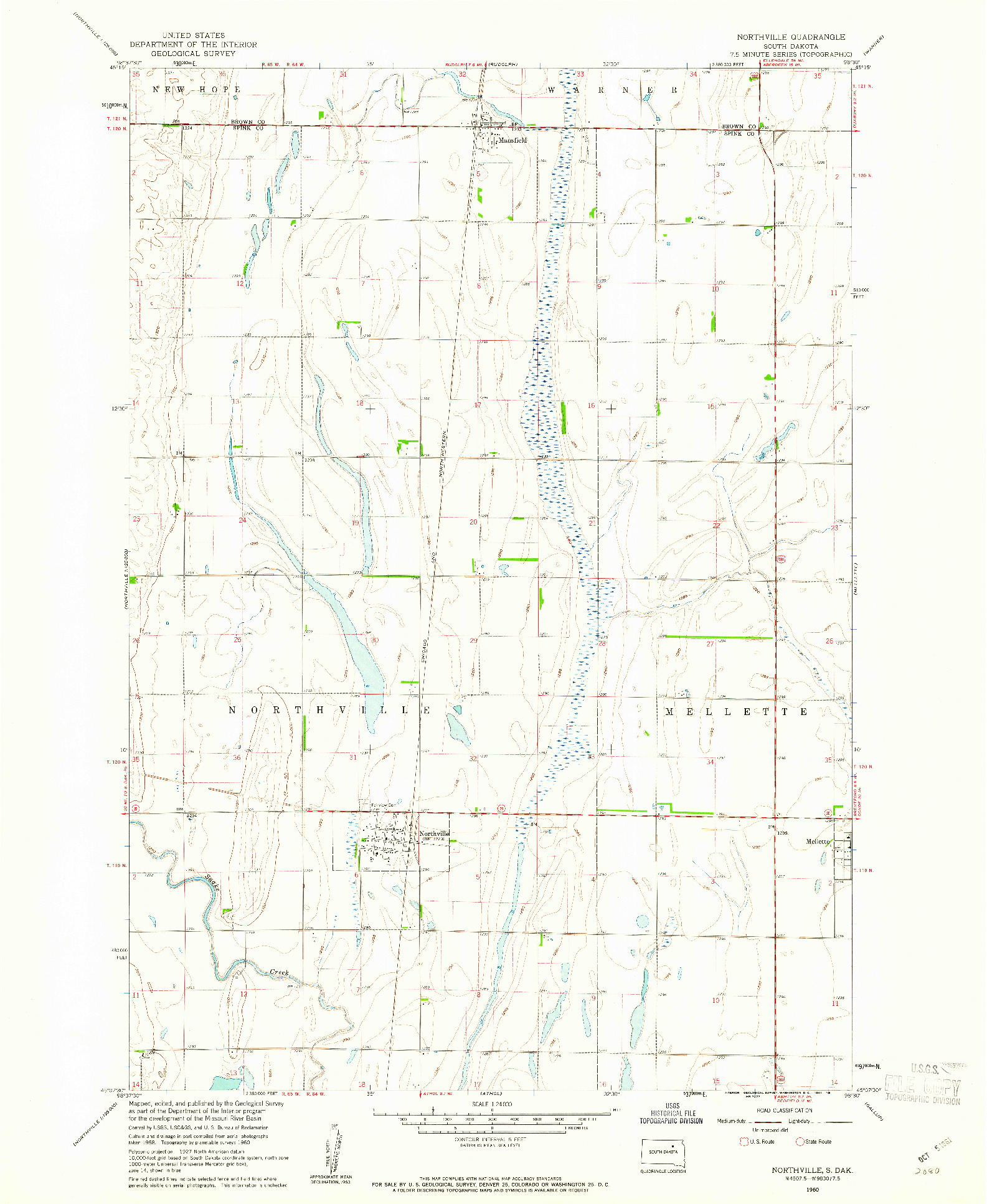 USGS 1:24000-SCALE QUADRANGLE FOR NORTHVILLE, SD 1960