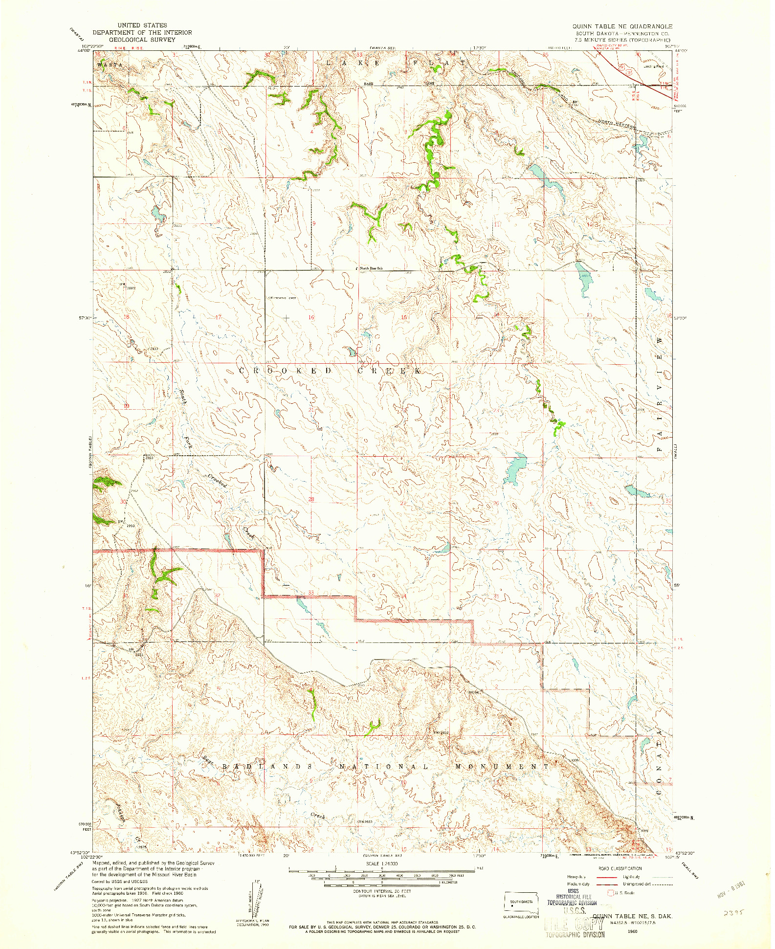 USGS 1:24000-SCALE QUADRANGLE FOR QUINN TABLE NE, SD 1960