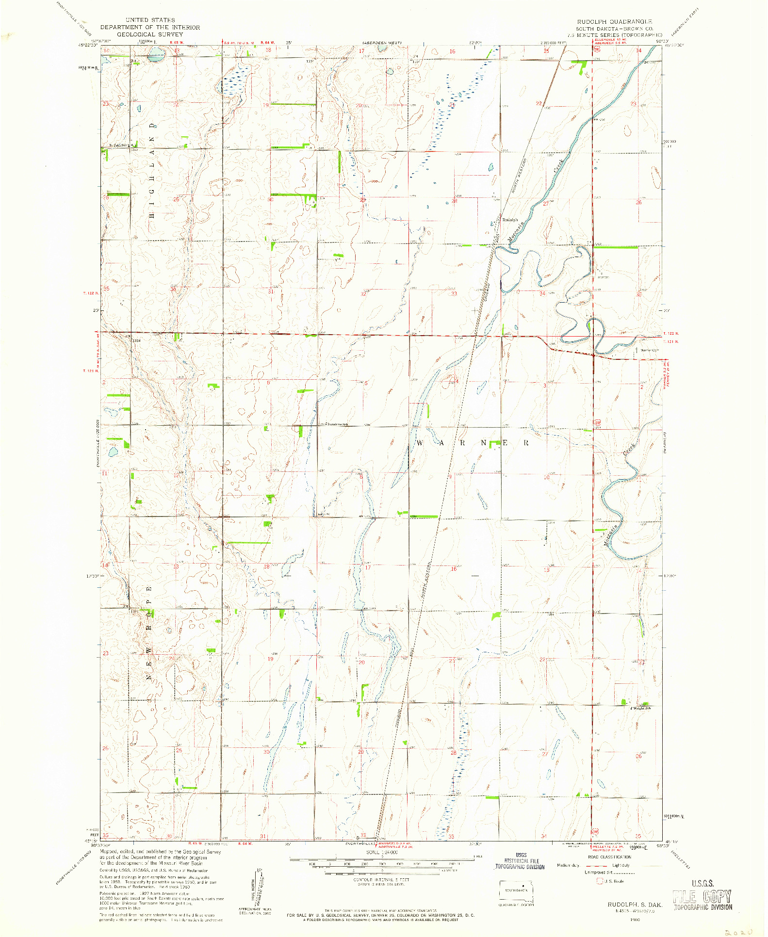USGS 1:24000-SCALE QUADRANGLE FOR RUDOLPH, SD 1960