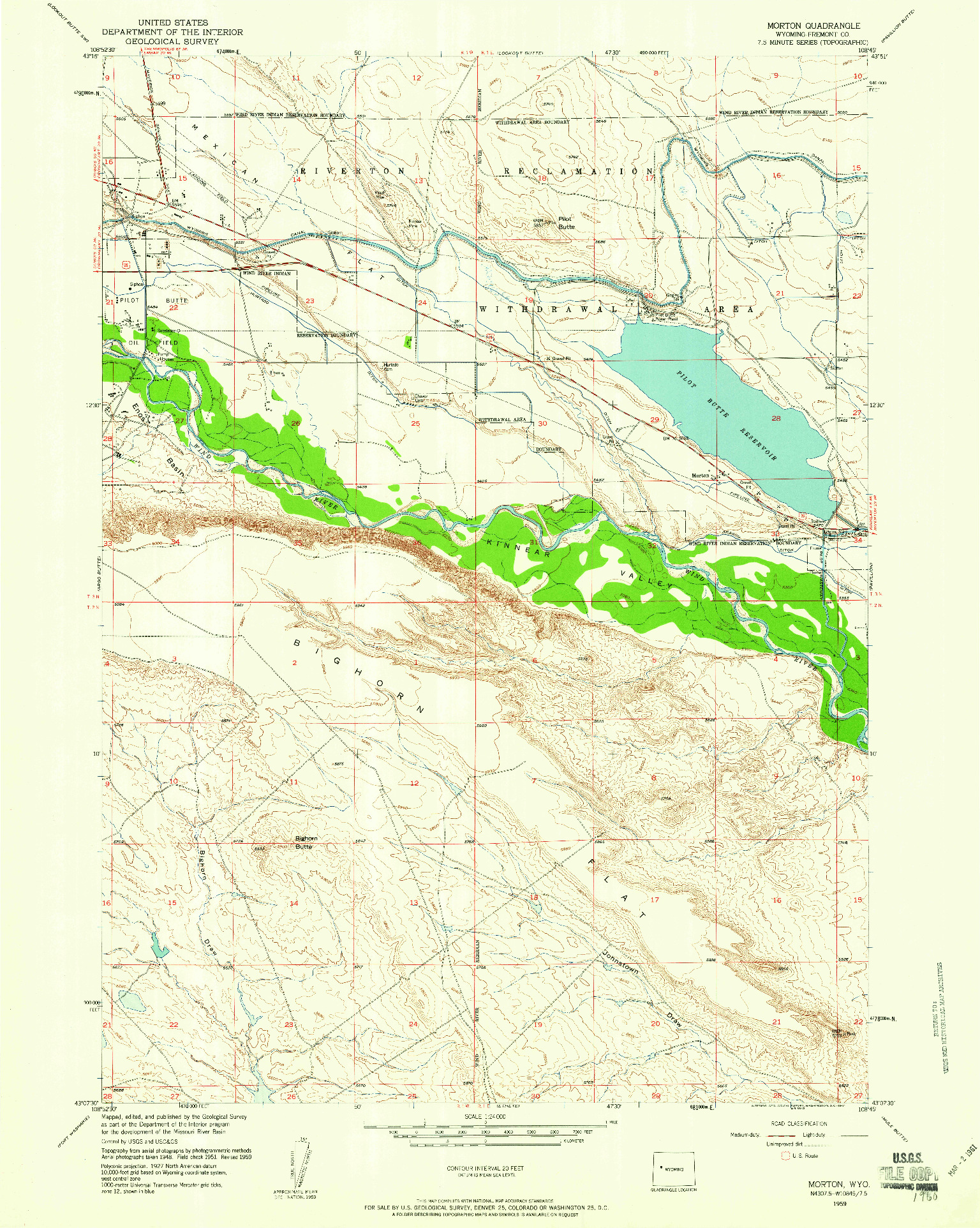 USGS 1:24000-SCALE QUADRANGLE FOR MORTON, WY 1959