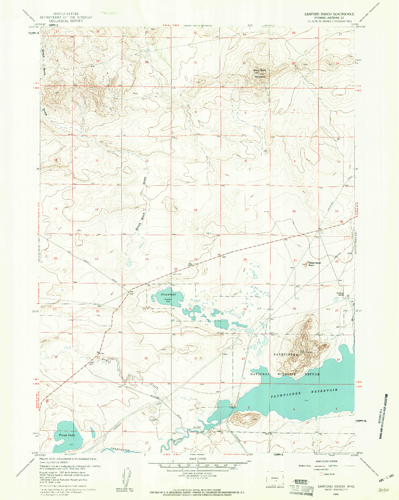 USGS 1:24000-SCALE QUADRANGLE FOR SANFORD RANCH, WY 1959