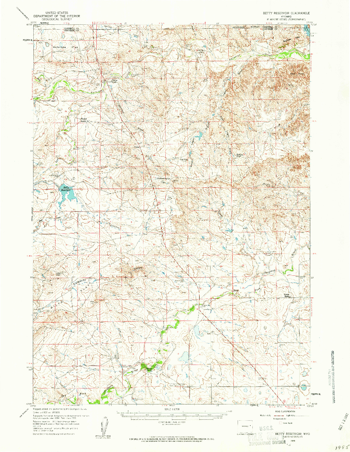 USGS 1:62500-SCALE QUADRANGLE FOR BETTY RESERVOIR, WY 1959