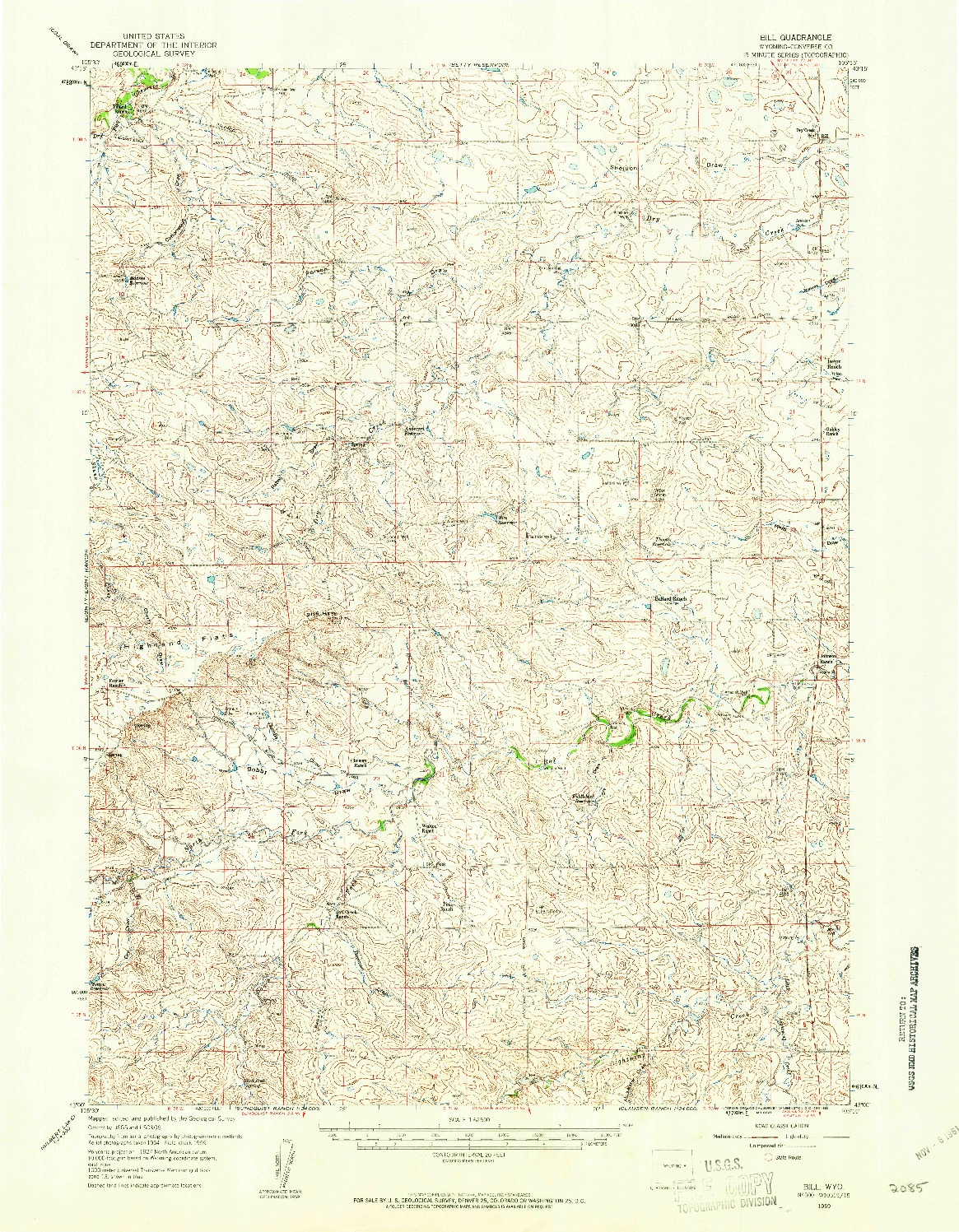 USGS 1:62500-SCALE QUADRANGLE FOR BILL, WY 1959