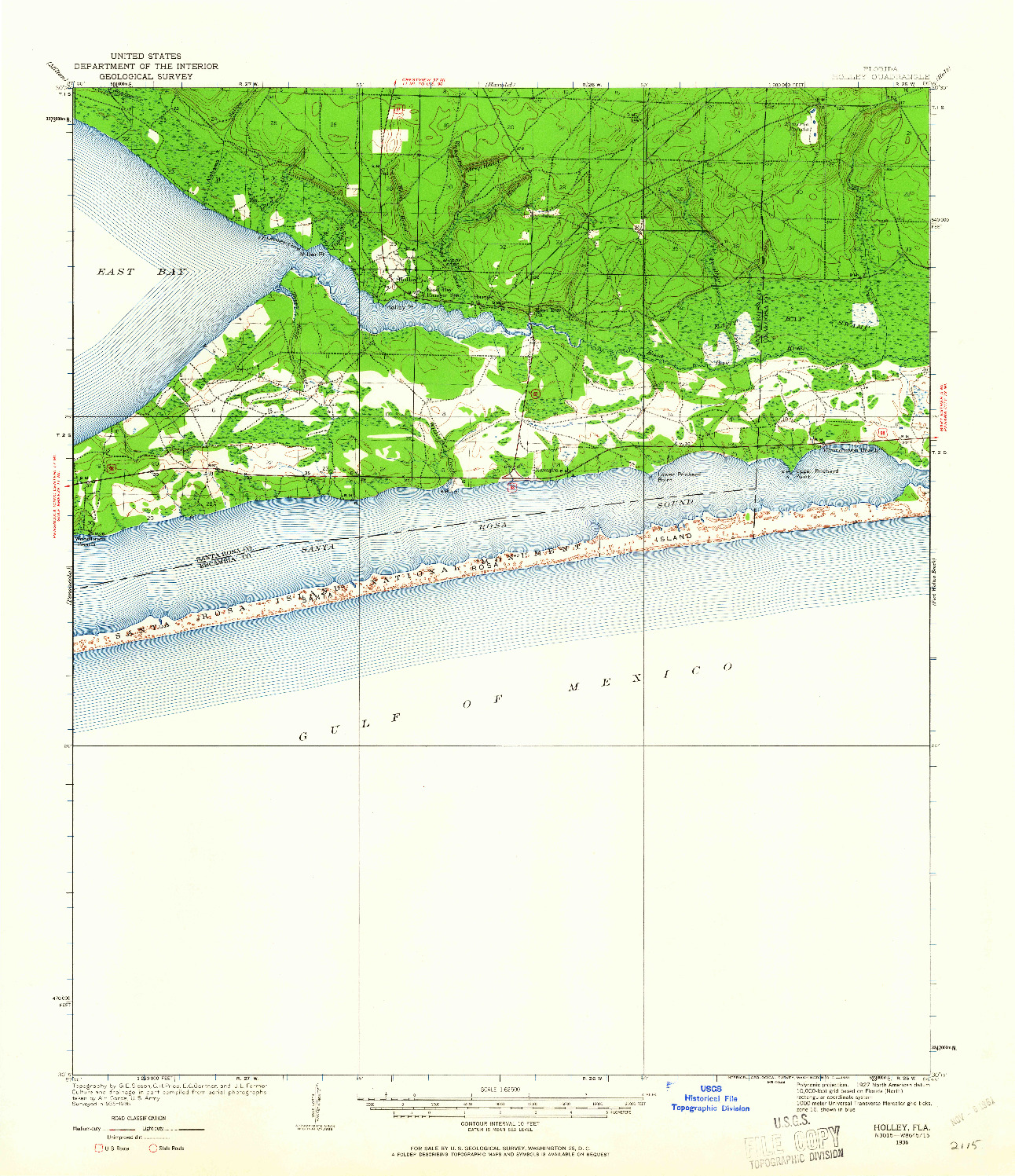 USGS 1:62500-SCALE QUADRANGLE FOR HOLLEY, FL 1936