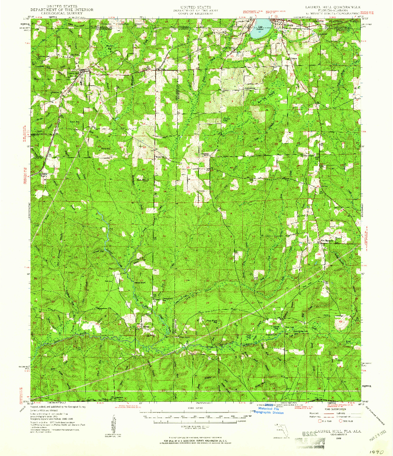 USGS 1:62500-SCALE QUADRANGLE FOR LAUREL HILL, FL 1949