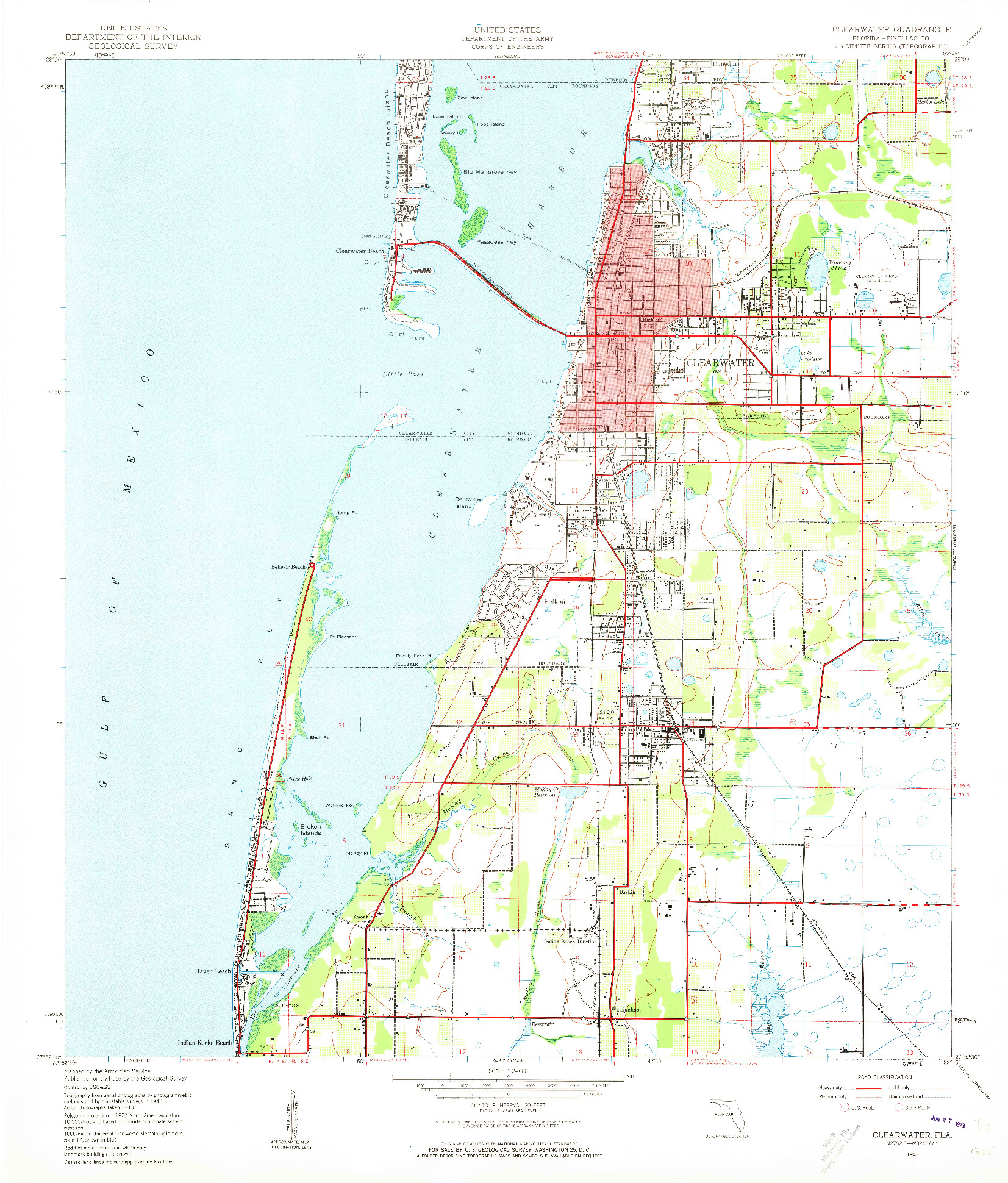 USGS 1:24000-SCALE QUADRANGLE FOR CLEARWATER, FL 1943