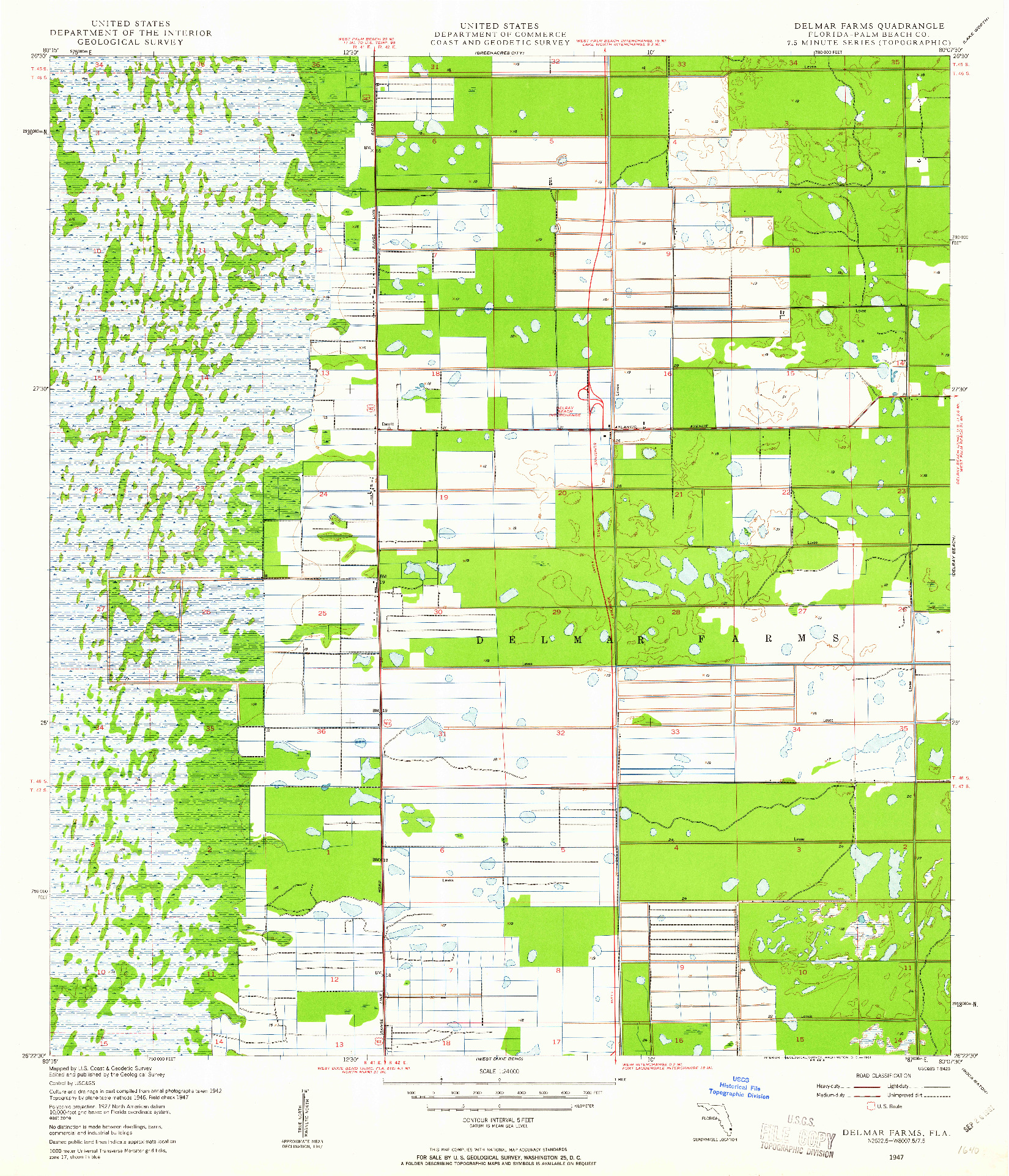 USGS 1:24000-SCALE QUADRANGLE FOR DELMAR FARMS, FL 1947