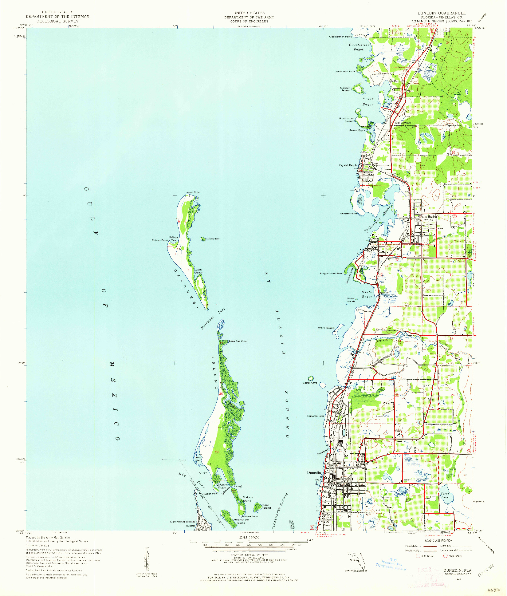 USGS 1:24000-SCALE QUADRANGLE FOR DUNEDIN, FL 1943