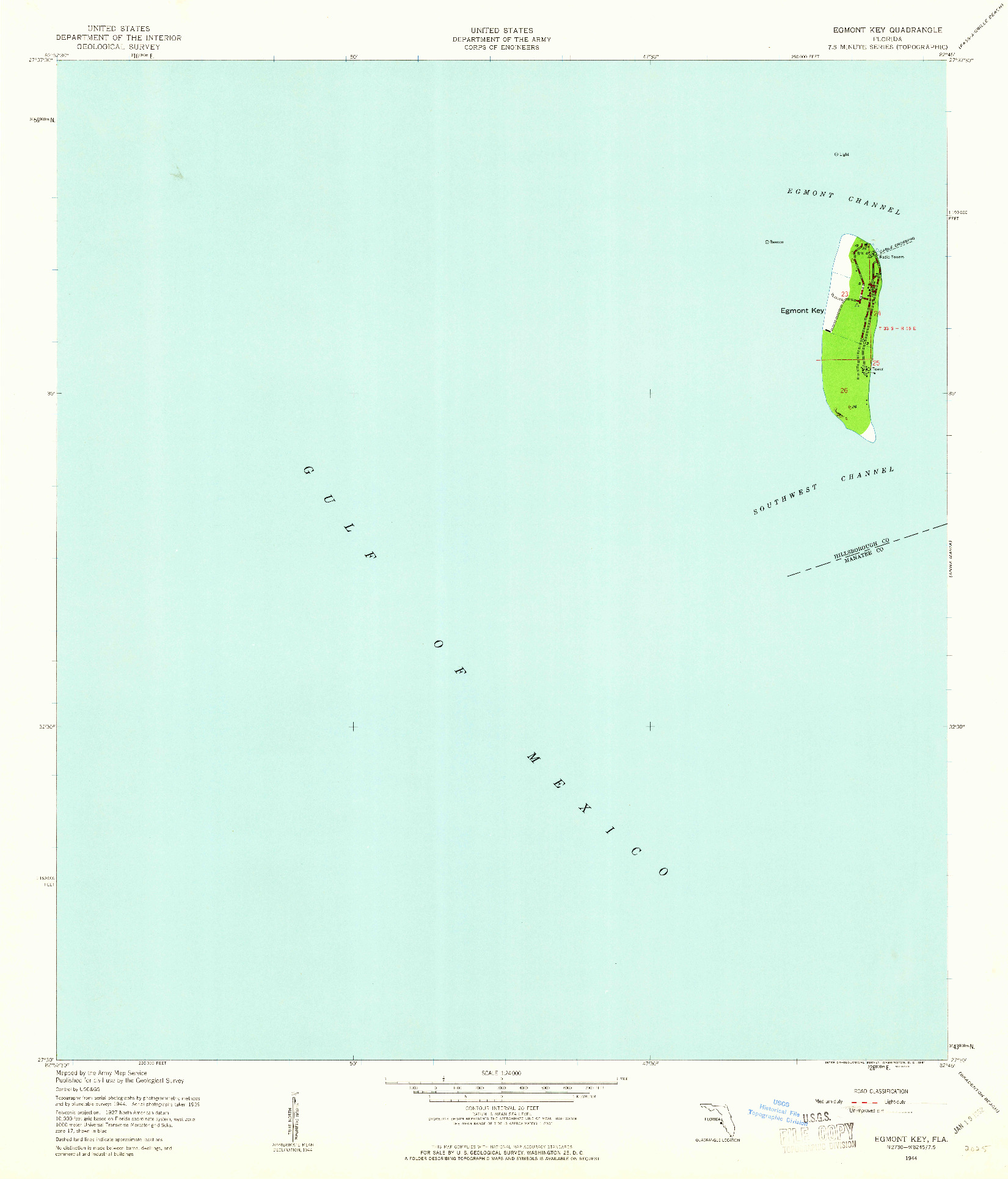 USGS 1:24000-SCALE QUADRANGLE FOR EGMONT KEY, FL 1944