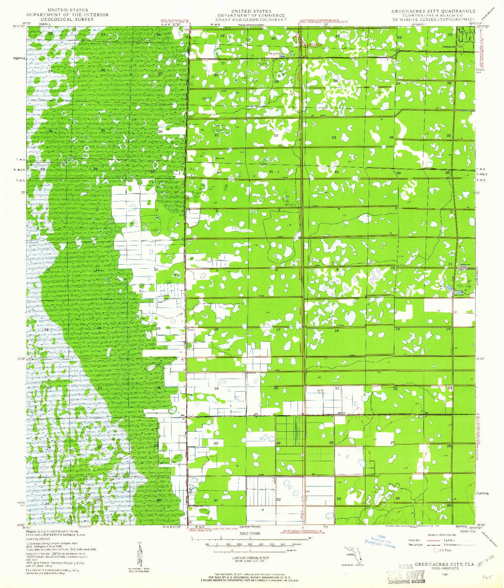 USGS 1:24000-SCALE QUADRANGLE FOR GREENACRES CITY, FL 1945