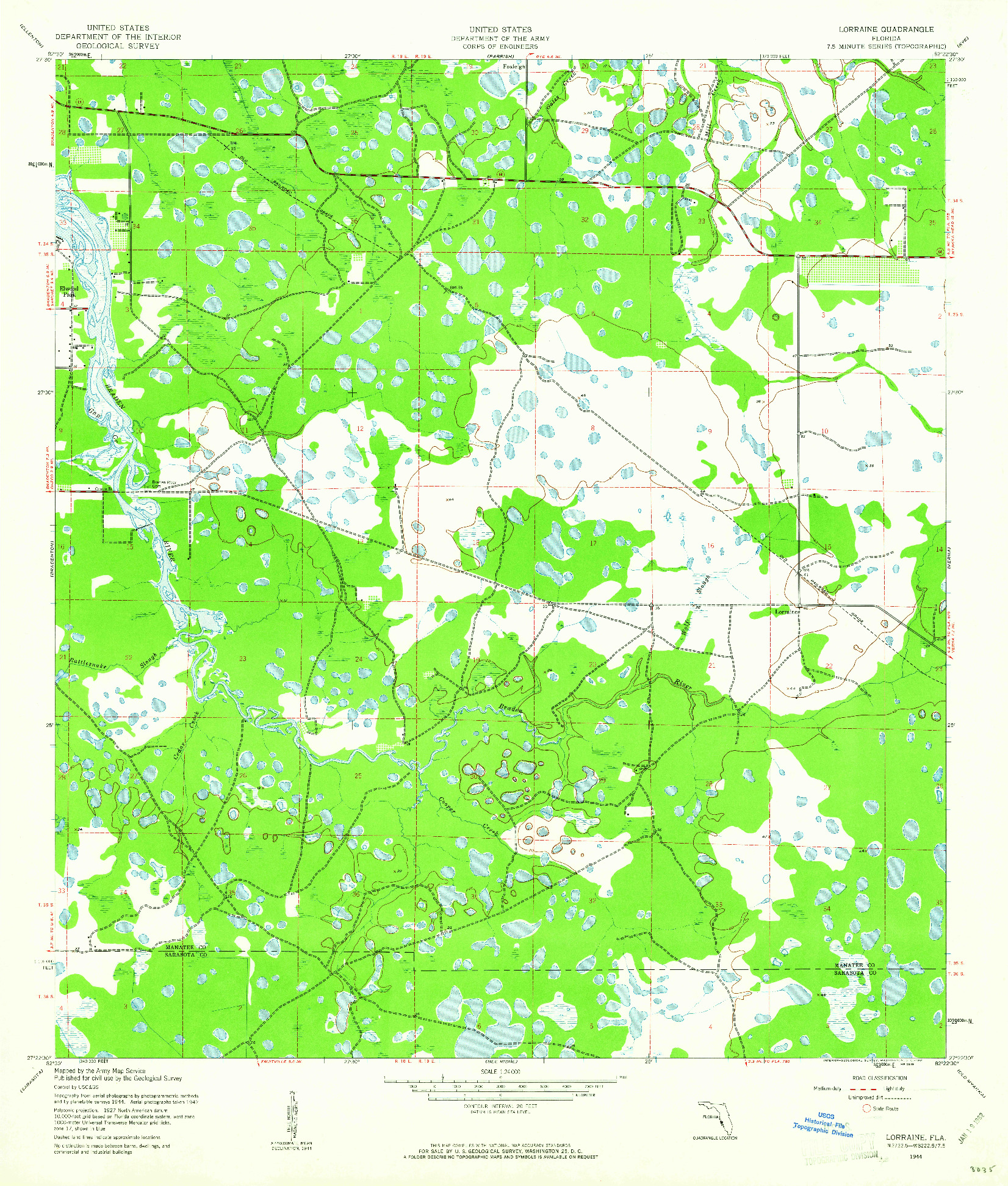 USGS 1:24000-SCALE QUADRANGLE FOR LORRAINE, FL 1944