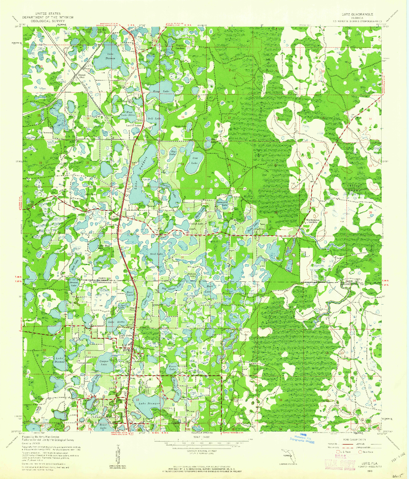 USGS 1:24000-SCALE QUADRANGLE FOR LUTZ, FL 1943