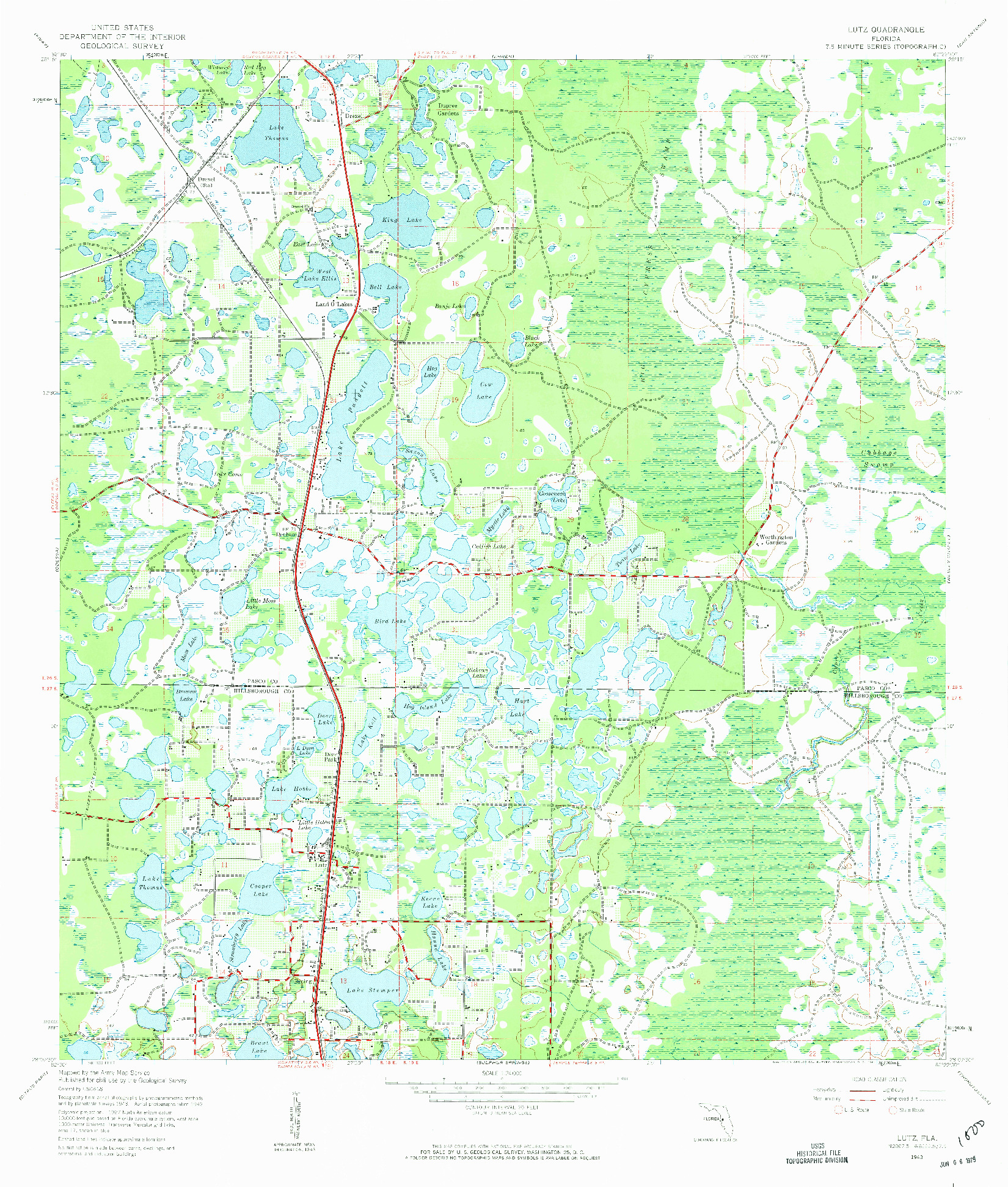 USGS 1:24000-SCALE QUADRANGLE FOR LUTZ, FL 1943