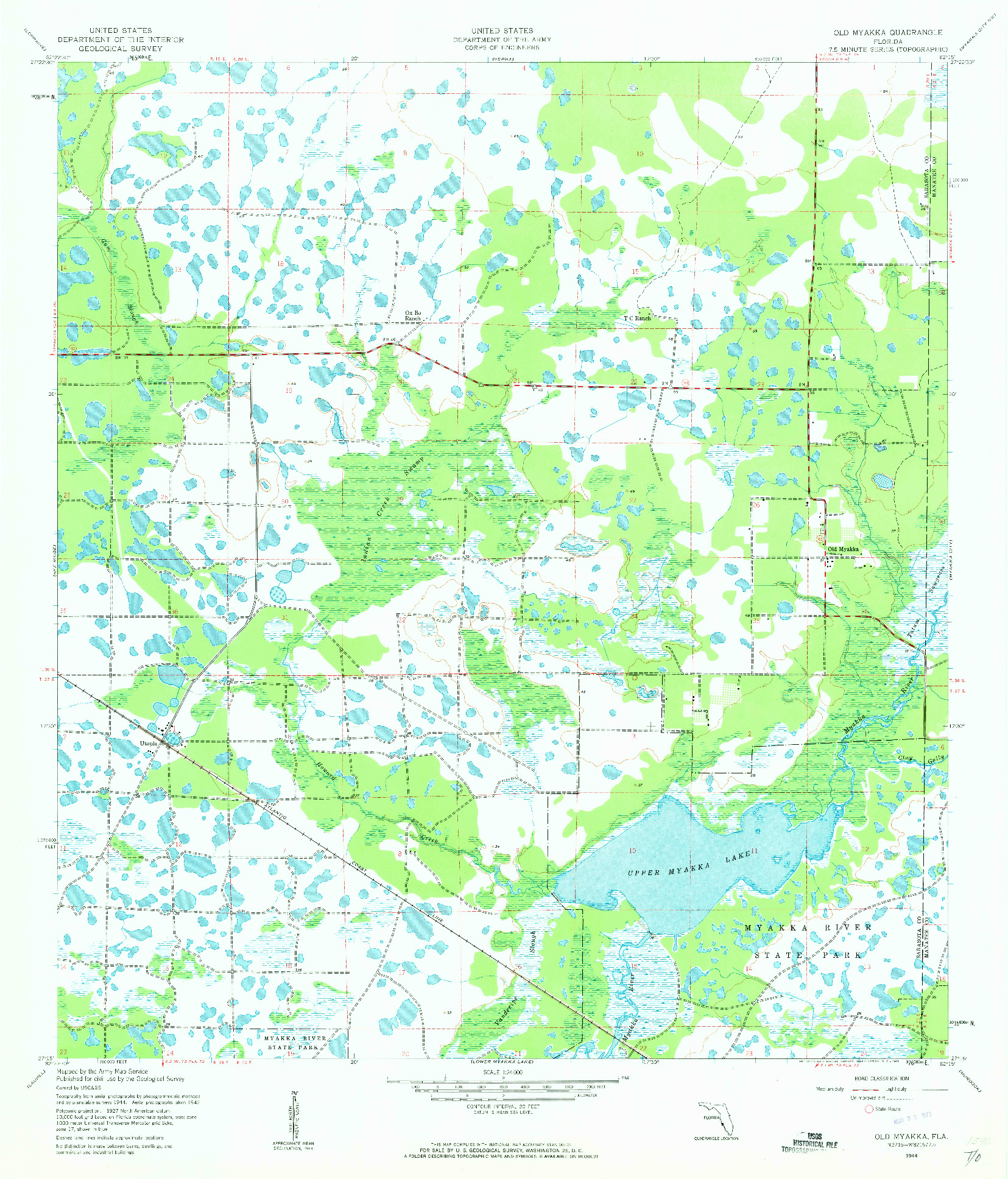 USGS 1:24000-SCALE QUADRANGLE FOR OLD MYAKKA, FL 1944