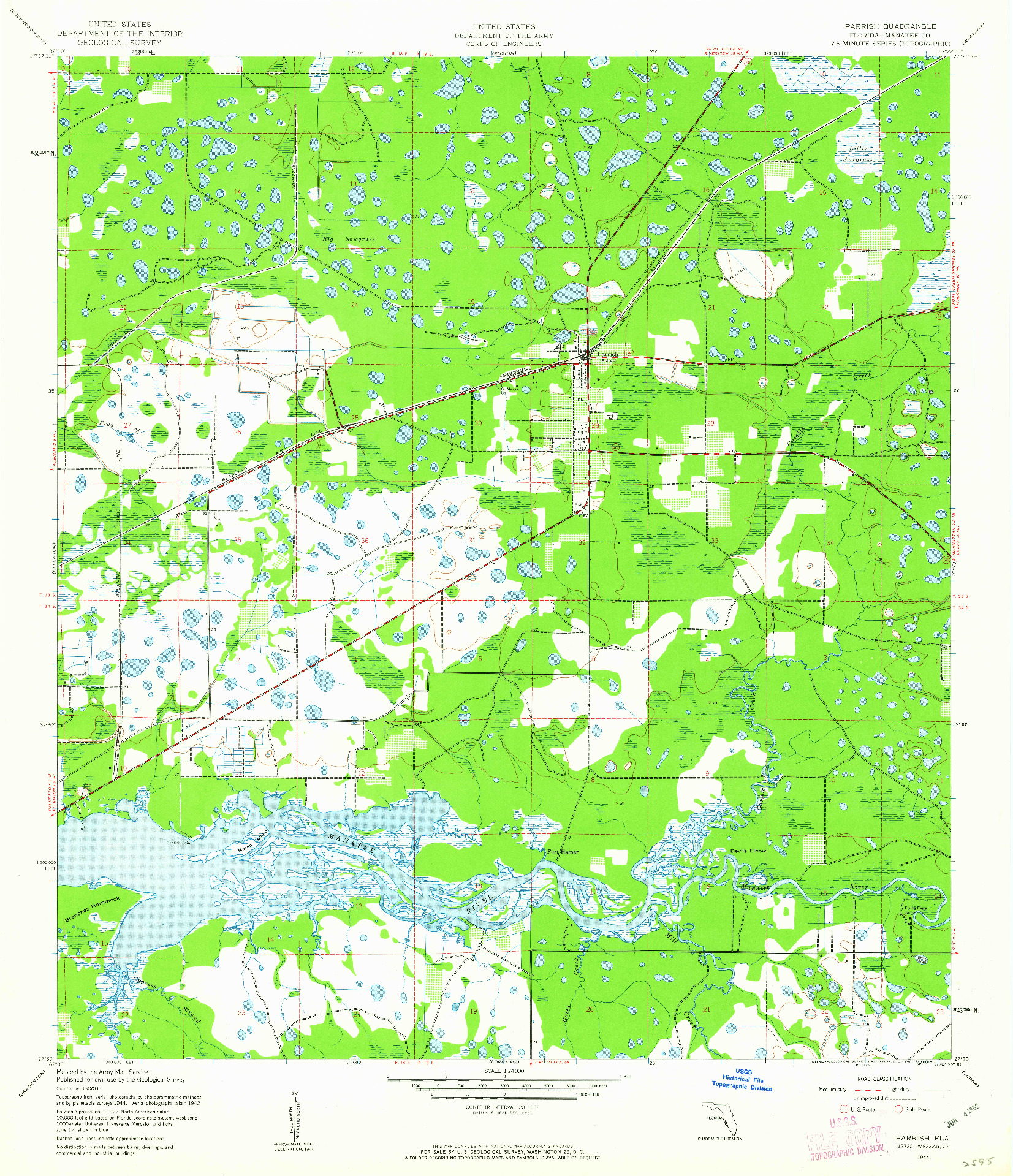 USGS 1:24000-SCALE QUADRANGLE FOR PARRISH, FL 1944