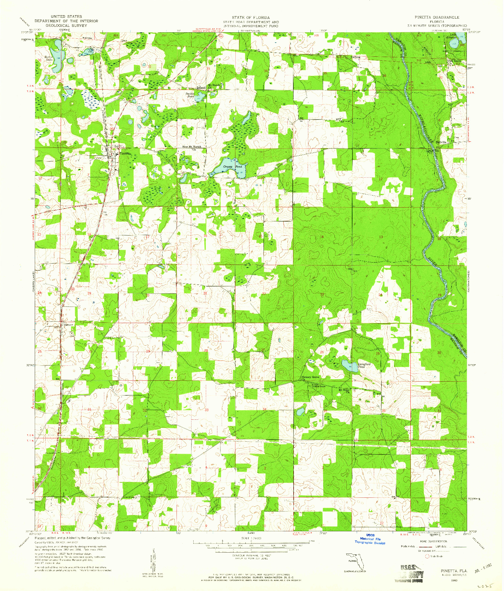 USGS 1:24000-SCALE QUADRANGLE FOR PINETTA, FL 1960