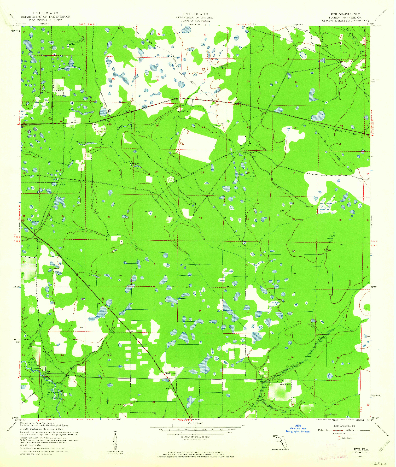 USGS 1:24000-SCALE QUADRANGLE FOR RYE, FL 1944