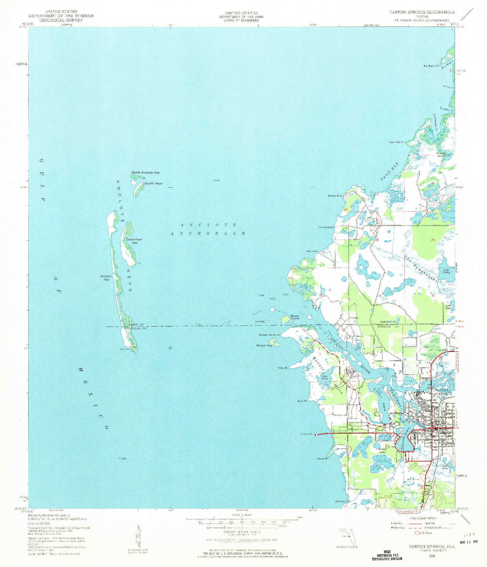 USGS 1:24000-SCALE QUADRANGLE FOR TARPON SPRINGS, FL 1943