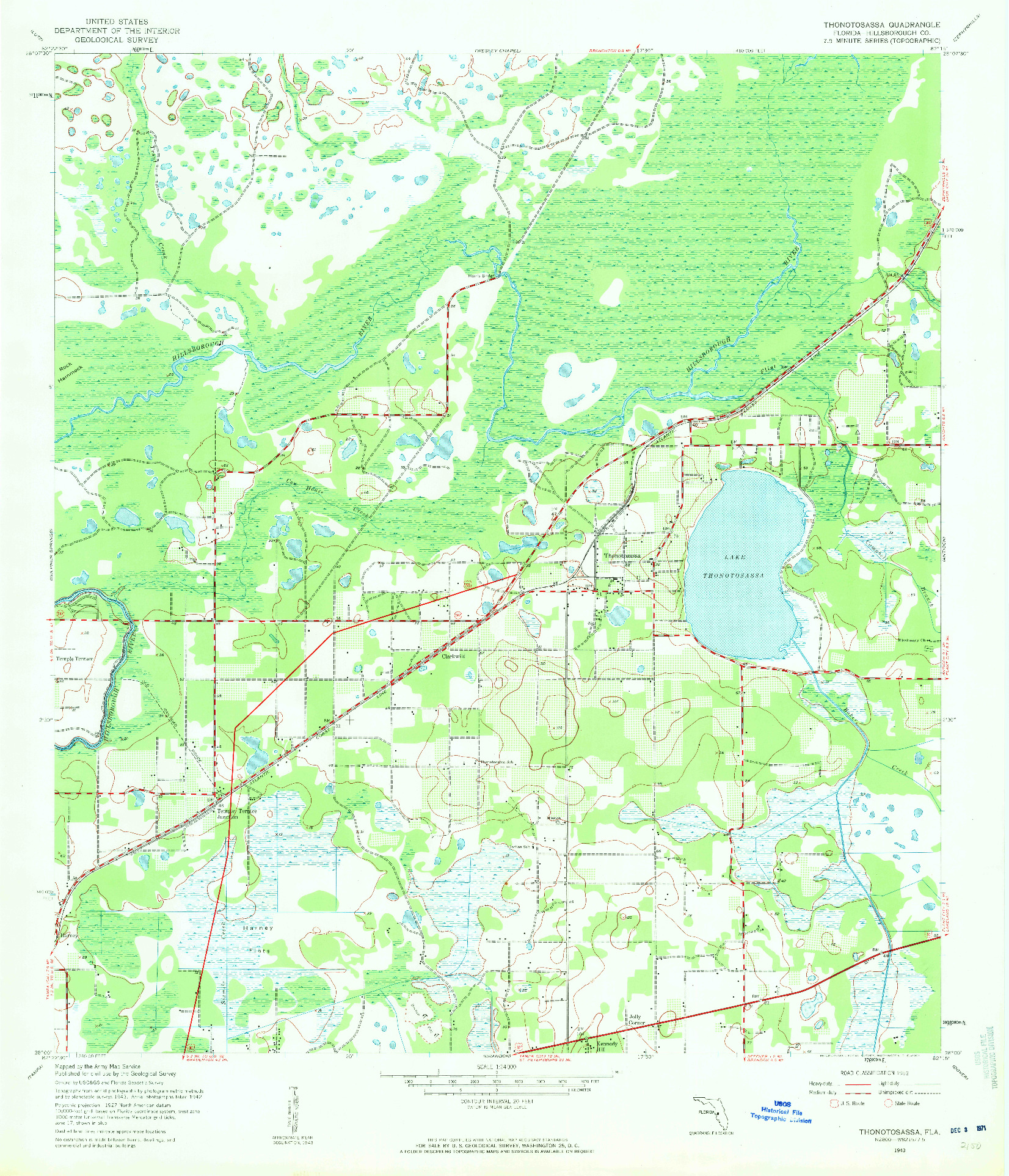 USGS 1:24000-SCALE QUADRANGLE FOR THONOTOSASSA, FL 1943