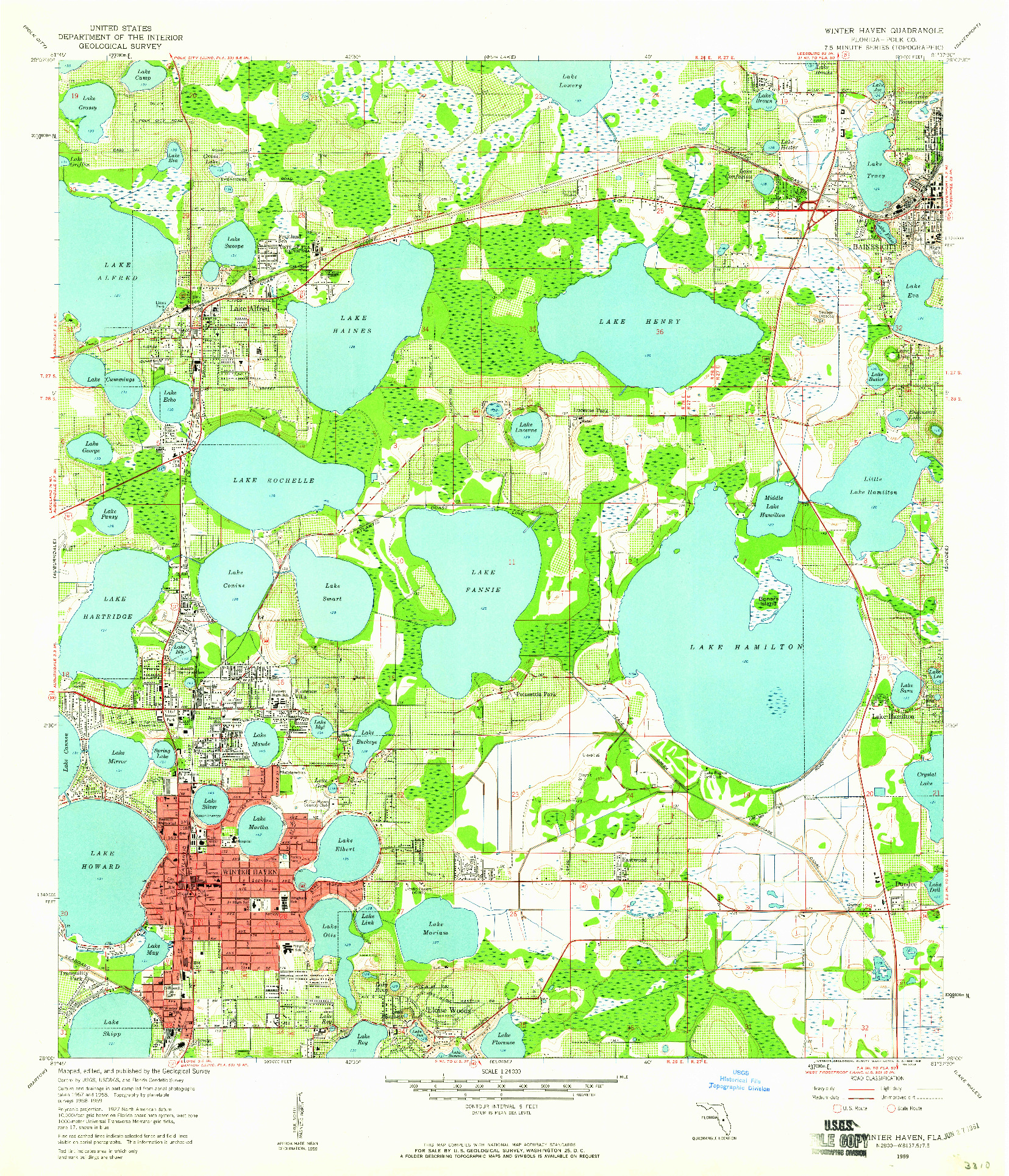 USGS 1:24000-SCALE QUADRANGLE FOR WINTER HAVEN, FL 1959