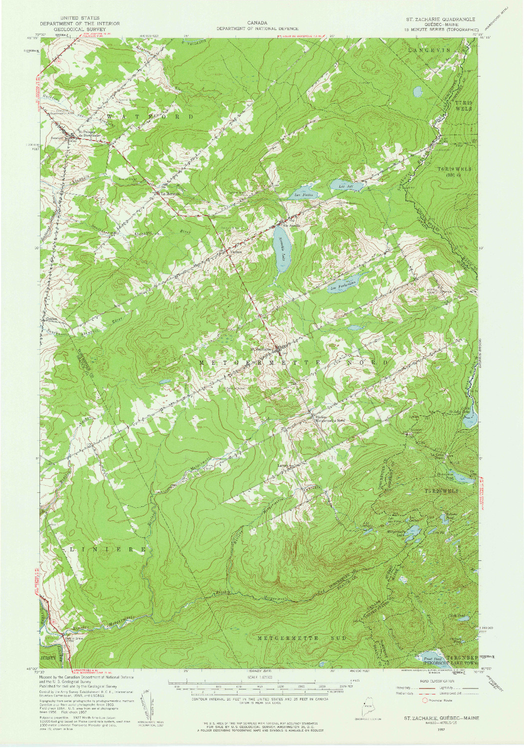 USGS 1:62500-SCALE QUADRANGLE FOR SAINT ZACHARIE, ME 1957